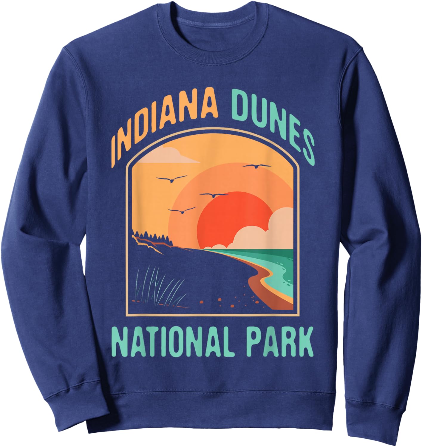 Indiana Dunes Souvenirs&Gifts Indiana Dunes National Park US Gift - Black, -Adults, Short Sleeve, , Small Sweatshirt - Sweatshirt | Navy