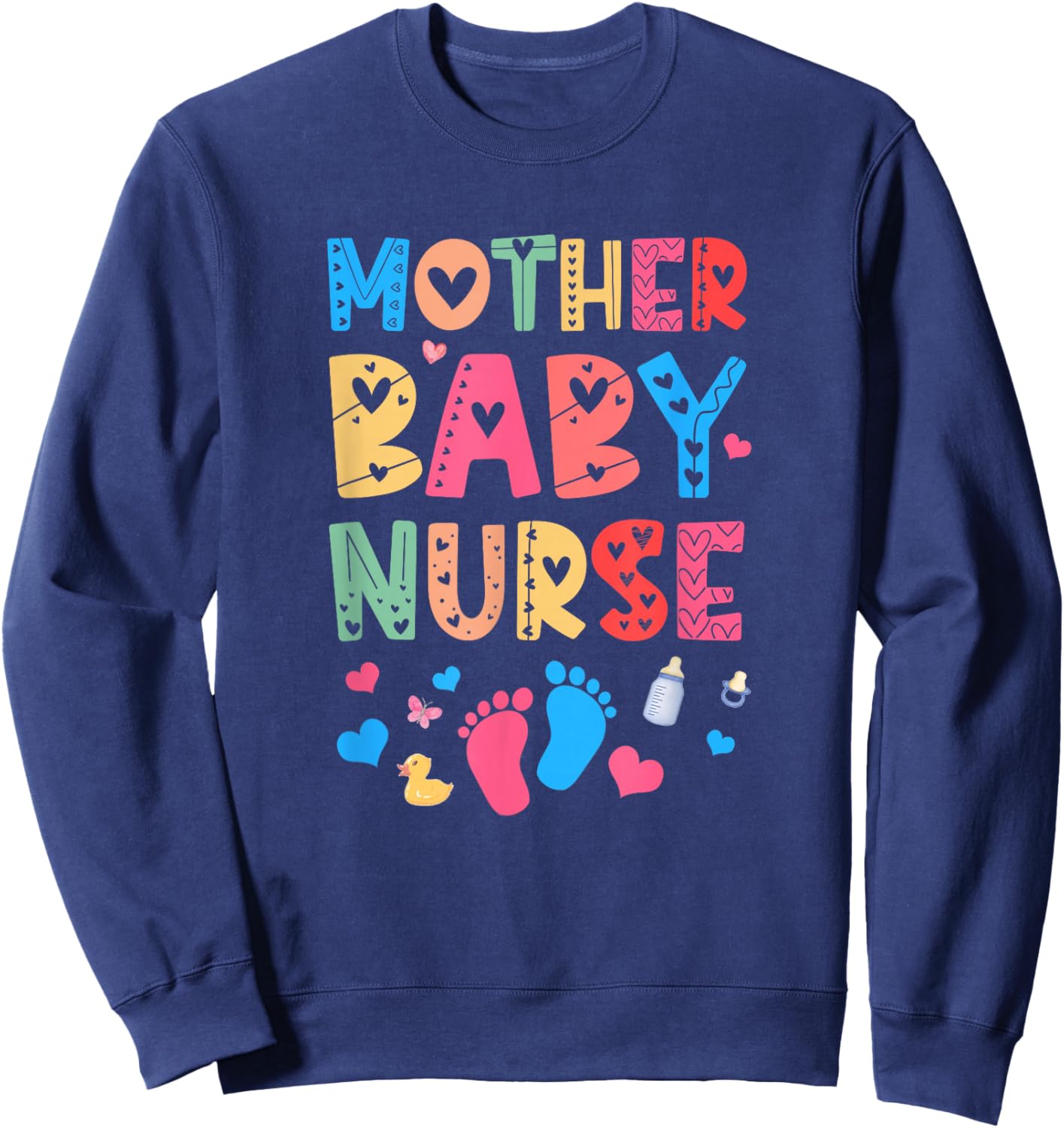 Vintage Groovy Mother Baby Nurse Women Nurse Week Sweatshirt - Sweatshirt | Navy