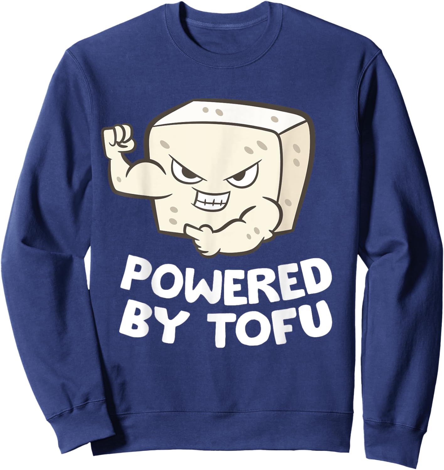 Funny Tofu Gifts For Tofu Lovers Powered By Tofu Sweatshirt - Sweatshirt | Navy