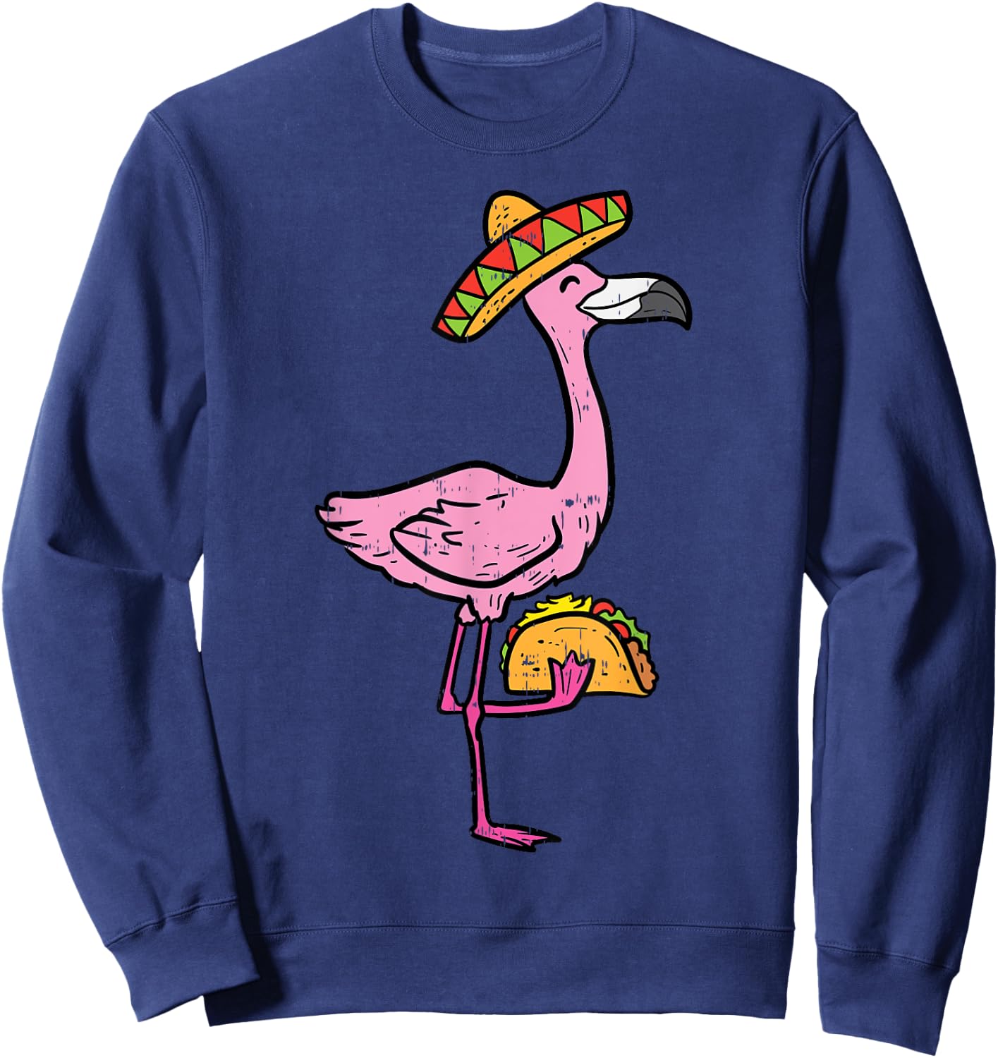 Mexican Flamingo Tacos Cute Cinco De Mayo Fiesta Animal Sweatshirt - Sweatshirt | Navy