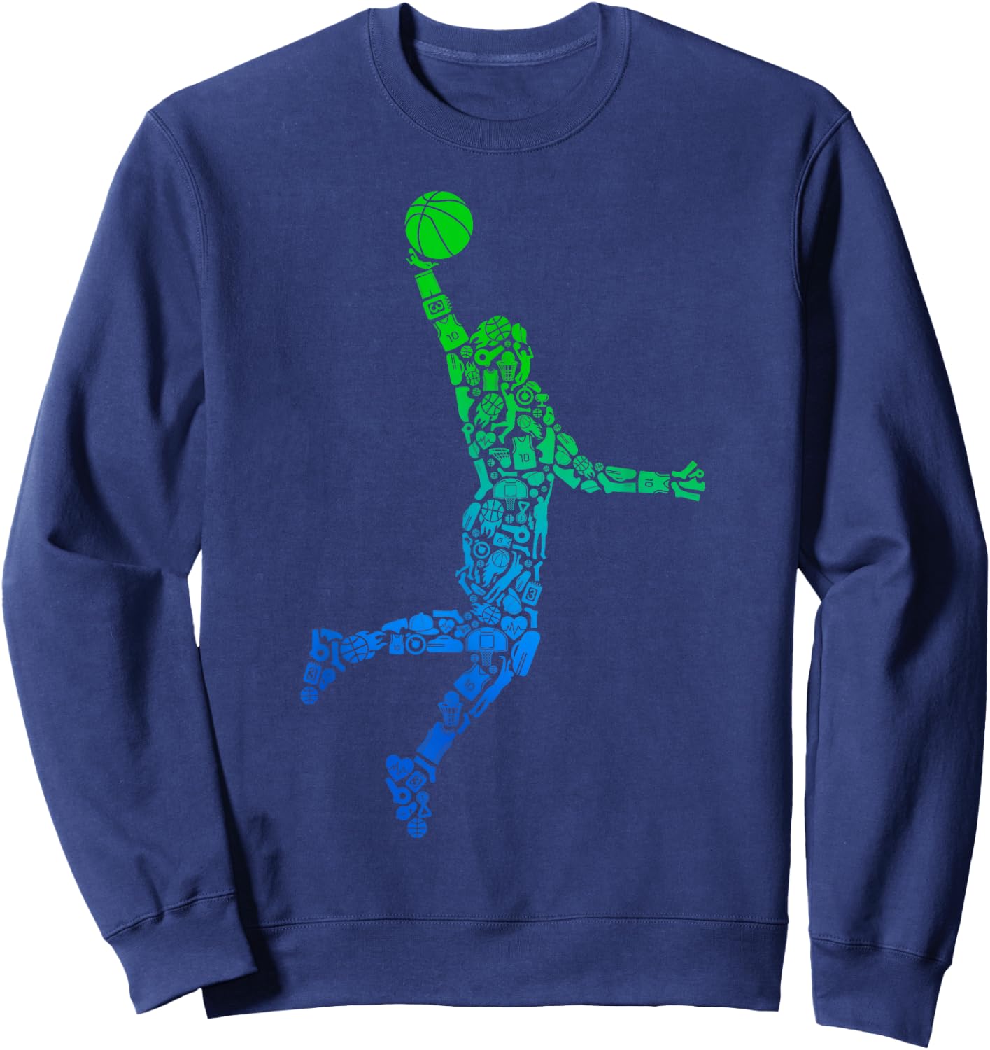 Basketball Player Dunking Symbols Boys Kids Men Basketball Sweatshirt - Sweatshirt | Navy