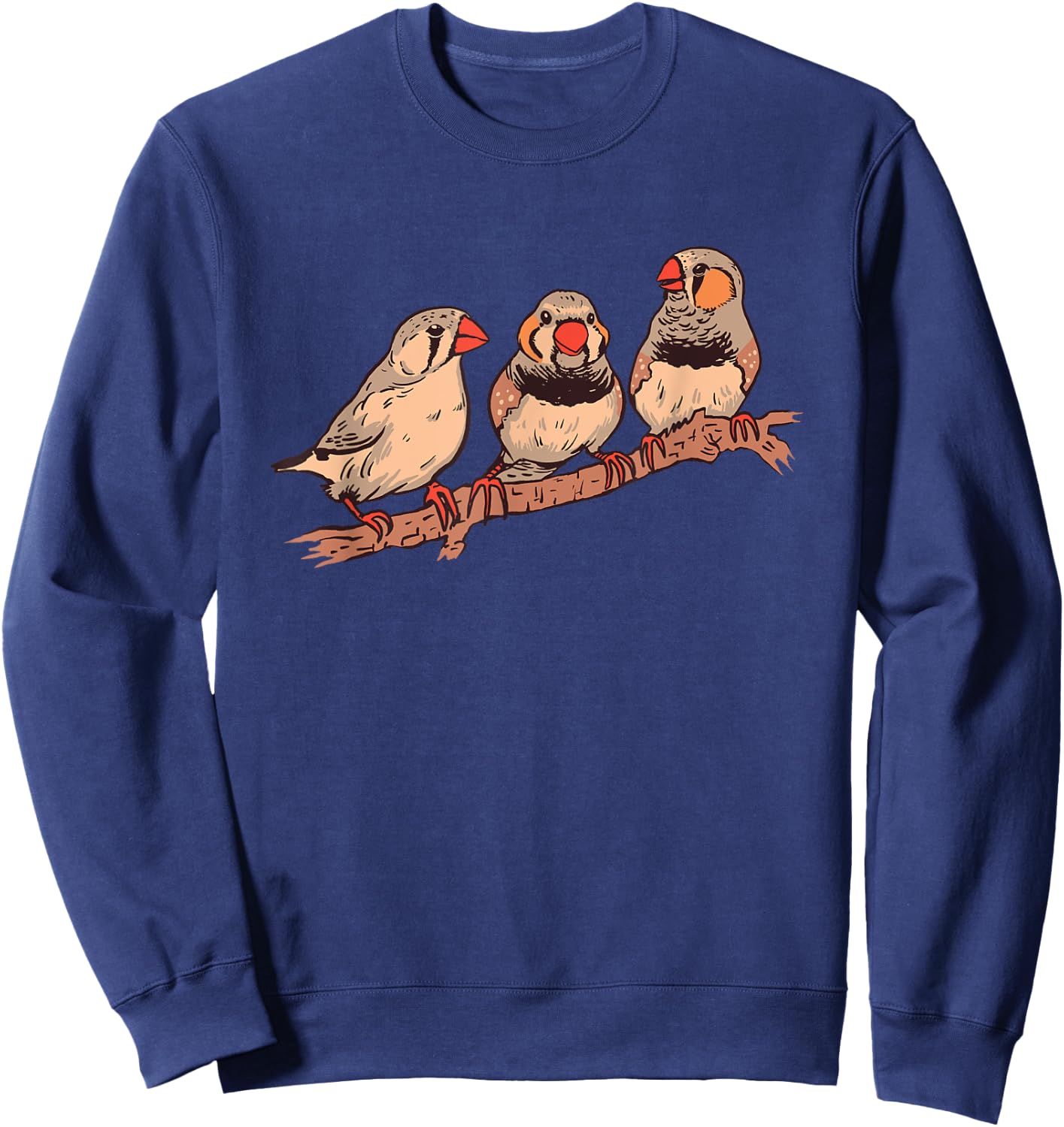 Three Zebra Finches On A Branch Pet Birds Zebra Finch Sweatshirt - Sweatshirt | Navy