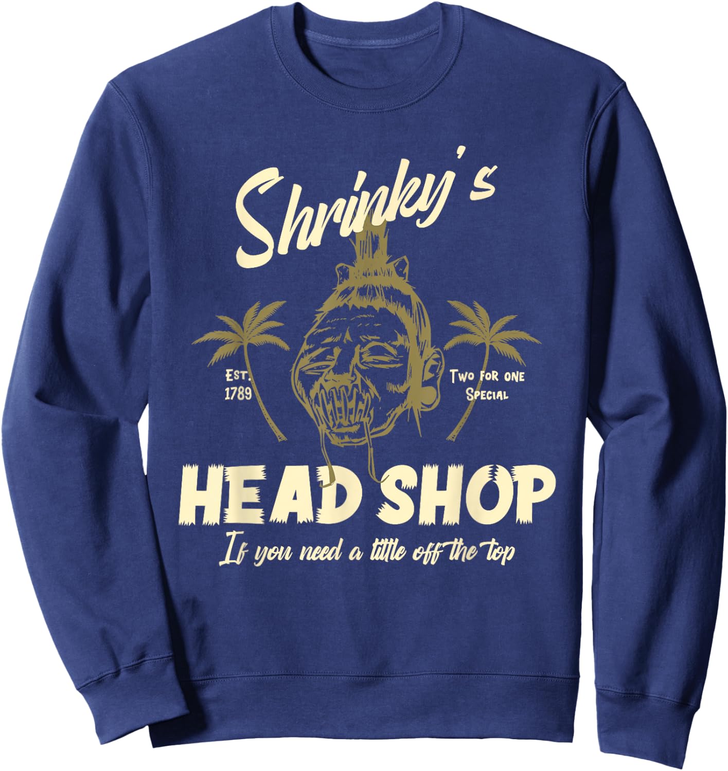 Psychobilly Shrunken Head Horror Sweatshirt - Sweatshirt | Navy