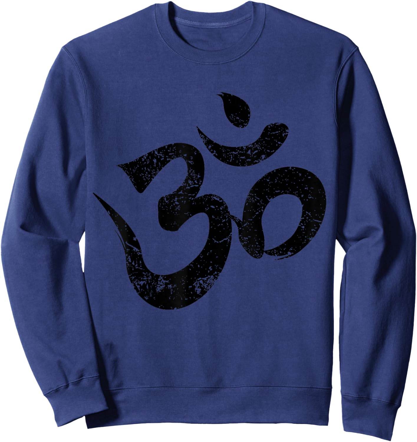 Distressed Om Meditation Spiritual Indian Yoga Symbol Om Sweatshirt - Sweatshirt | Navy