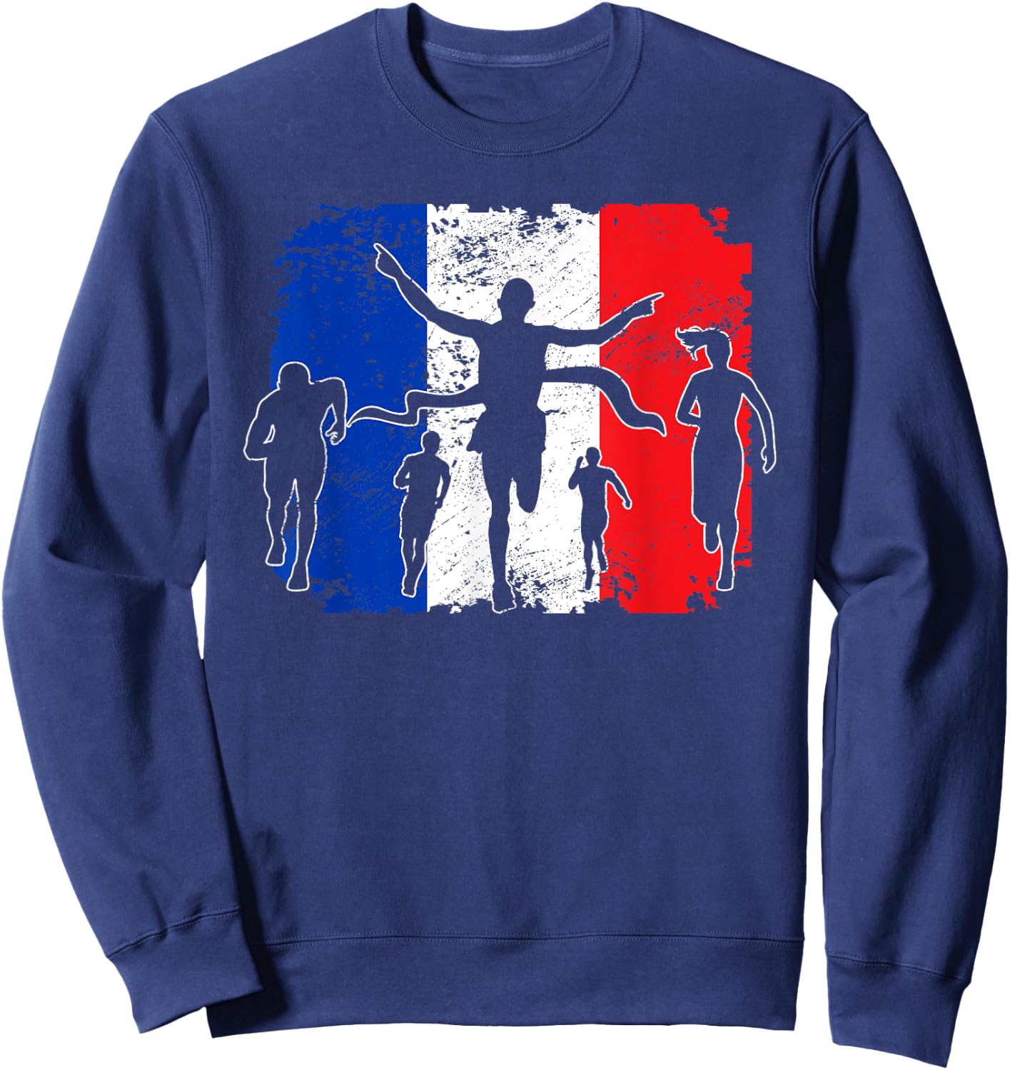 French Flag France Running Marathon Runners Sweatshirt - Sweatshirt | Navy