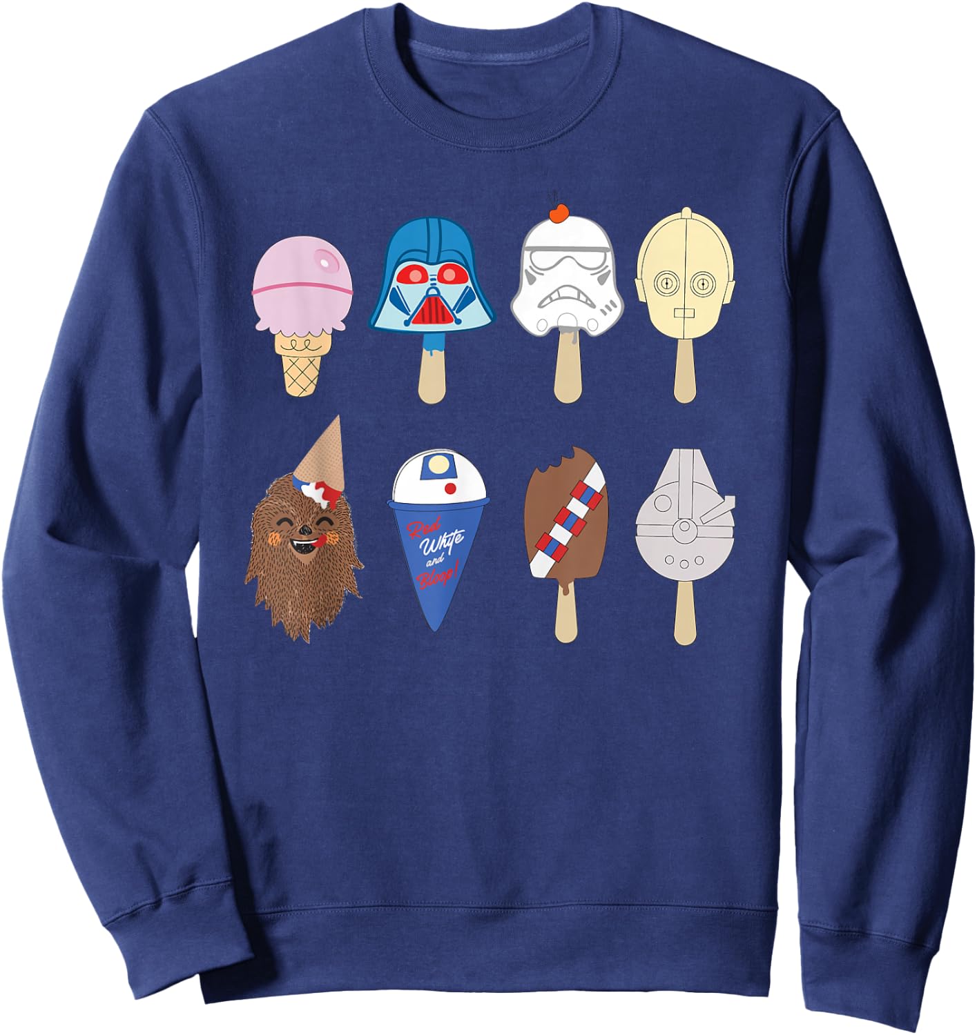 Star Wars Characters as Nostalgic Ice Cream Sweatshirt - Sweatshirt | Navy