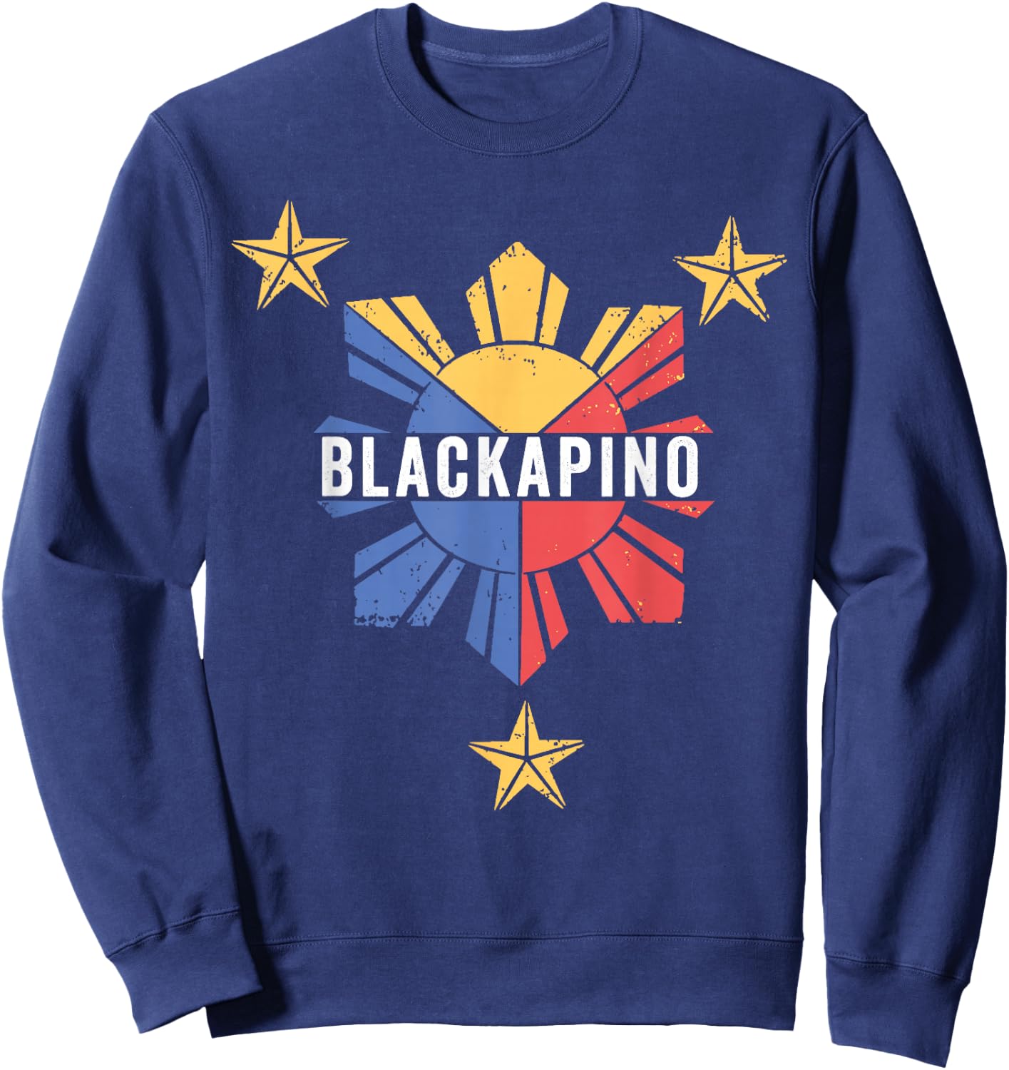 Blackapino with Filipino Flag, Black Filipino, Blackapino Sweatshirt - Sweatshirt | Navy