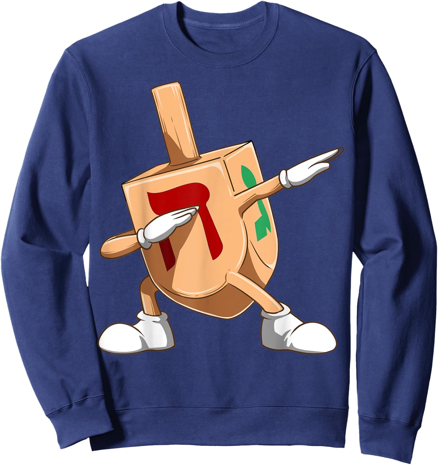 Dabbing Dreidel Funny Dreidel Jewish Hanukkah Sweatshirt - Sweatshirt | Navy