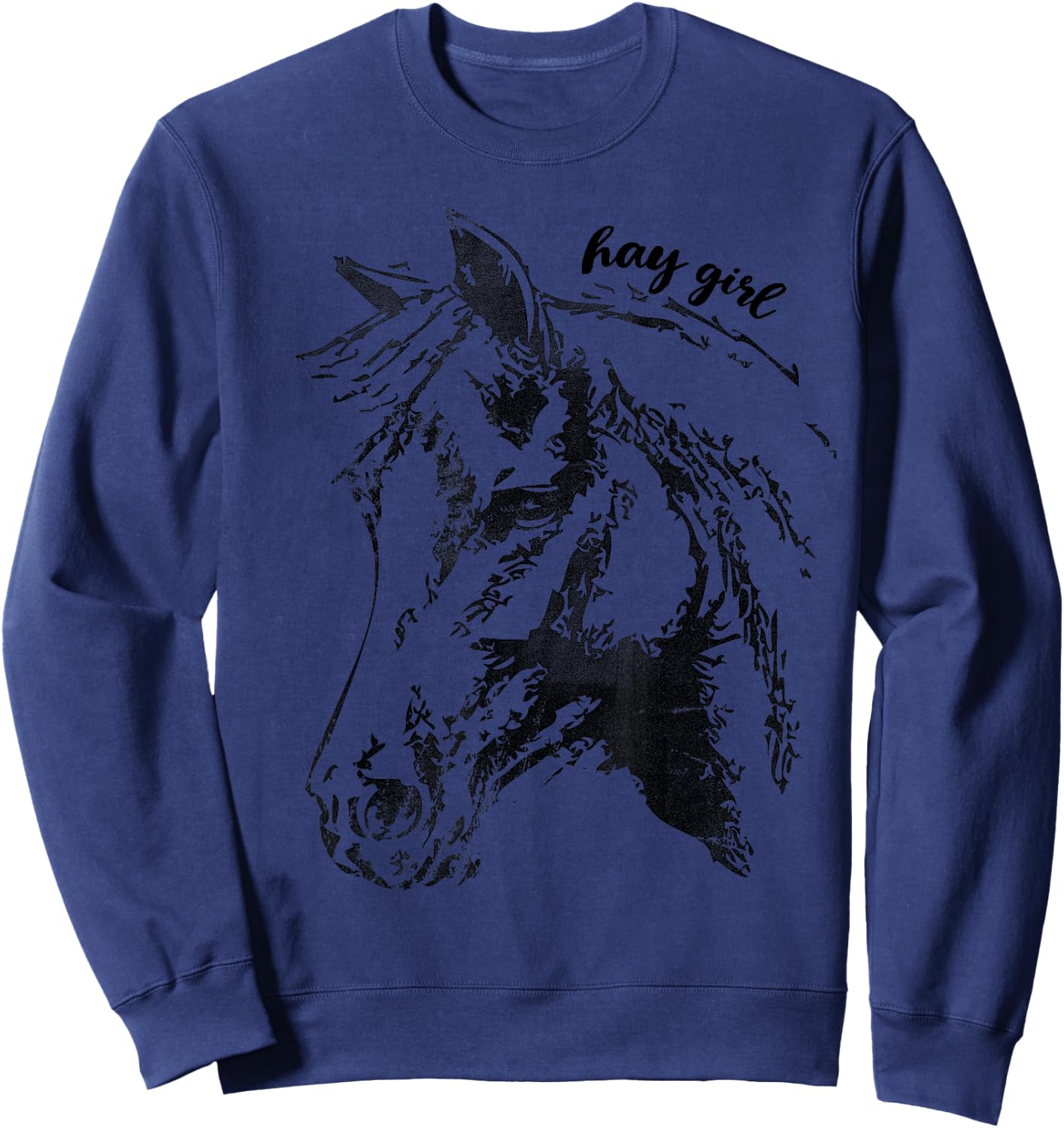 Vintage Hay Girl. Horse Show Jumping Western Riding Gift Sweatshirt - Sweatshirt | Navy