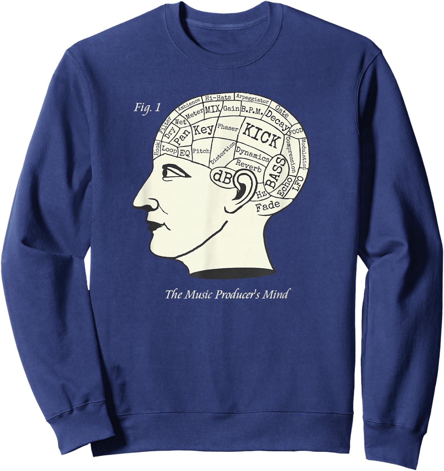 The Music Producer's Mind Phrenology Techno Sweatshirt - Sweatshirt | Navy