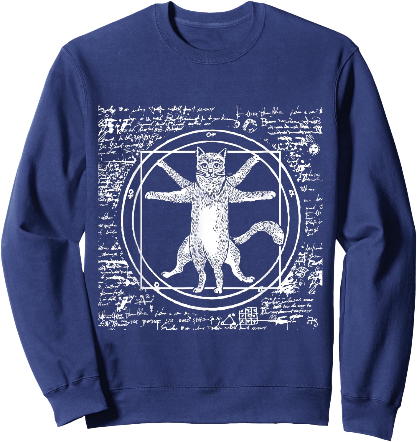 Leonardo Da Vinci Vitruvian cat lover Sweatshirt - Sweatshirt | Navy