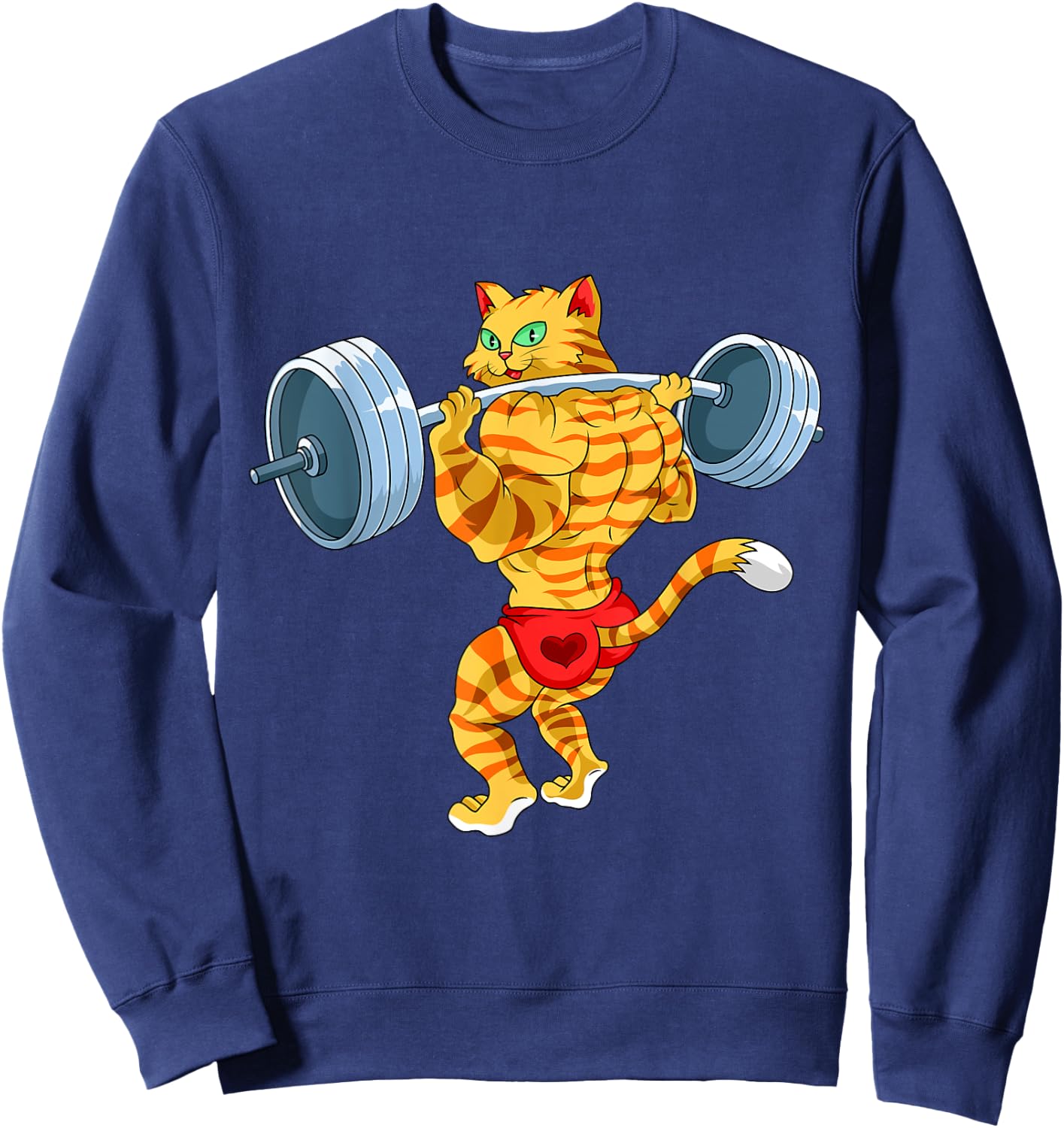 Weightlifing Barbell - Funny Workout Gym Weightlifting Cat Women Sweatshirt - Sweatshirt | Navy