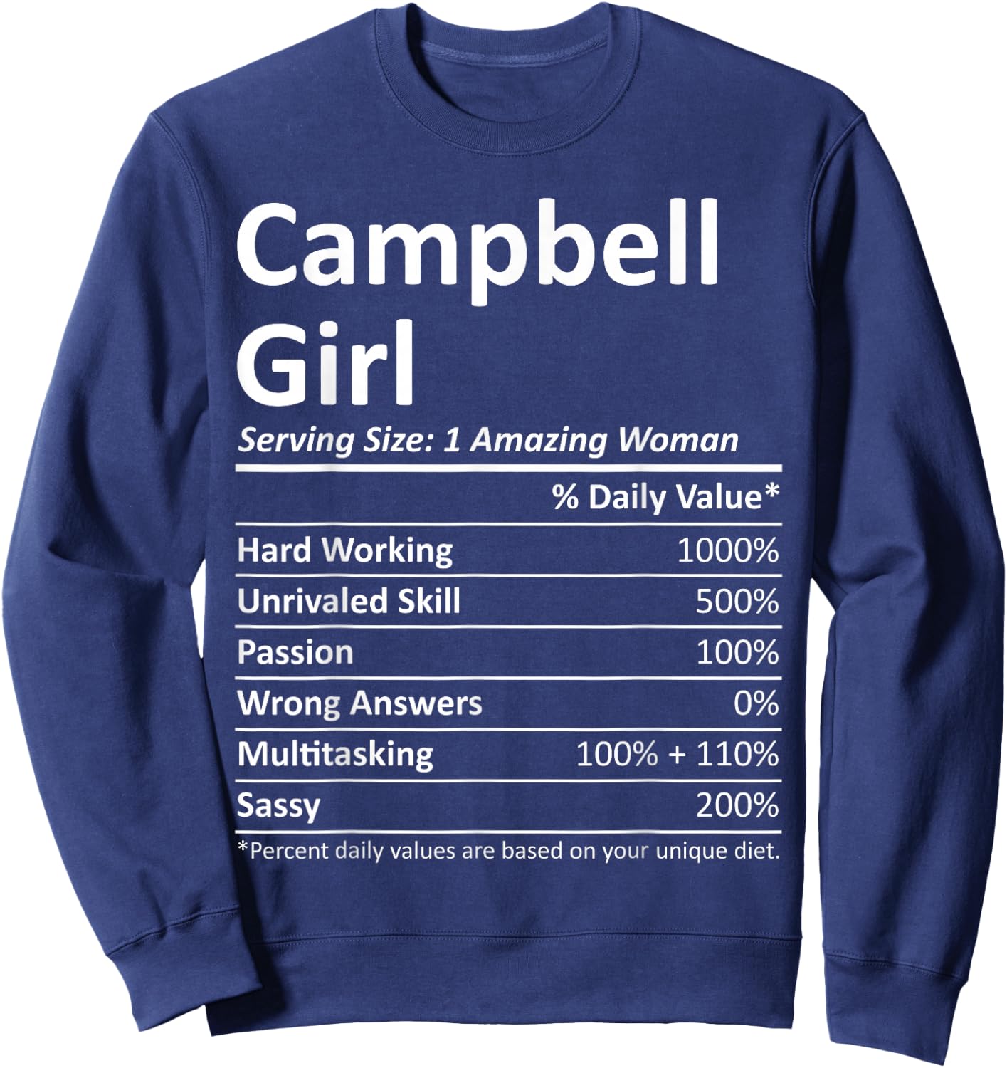 Campbell Girl CA California Funny City Home Roots USA Gift Sweatshirt - Sweatshirt | Navy