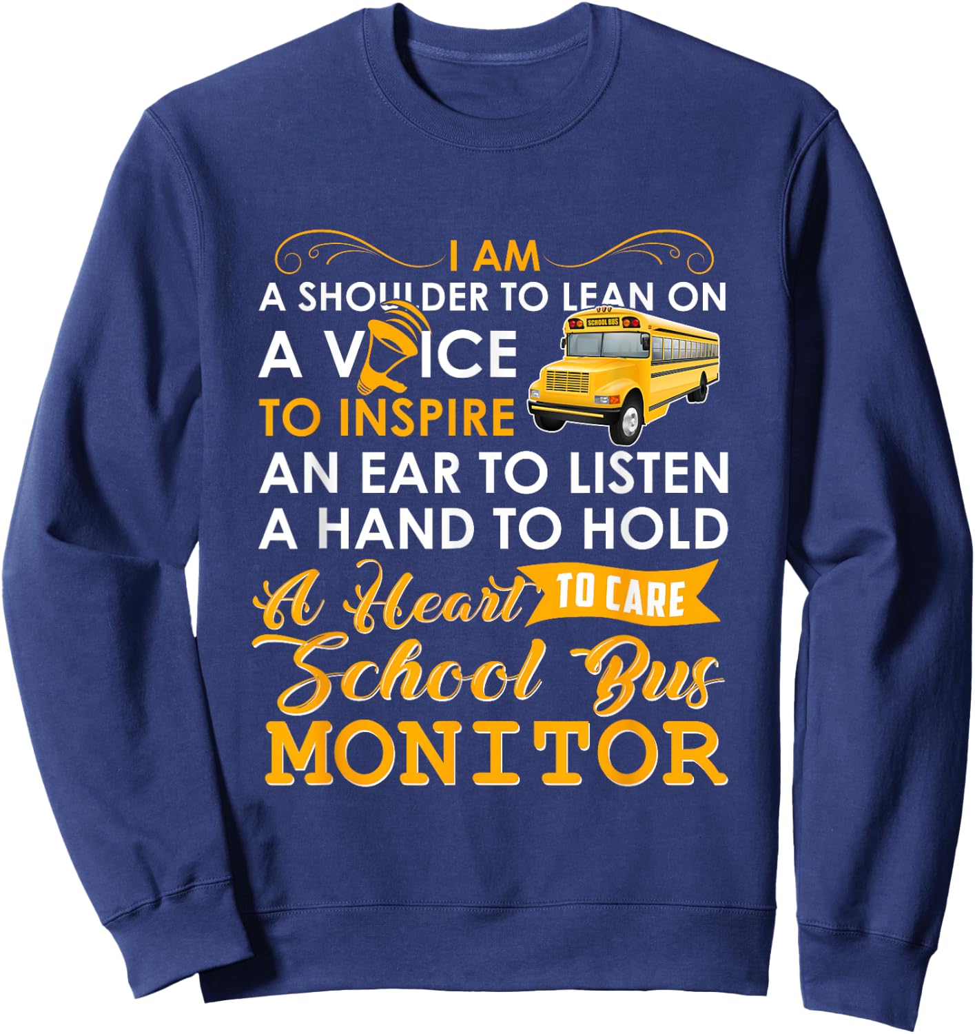 A Heart To Care School Bus Monitor Driver Speed Students Top Sweatshirt - Sweatshirt | Navy
