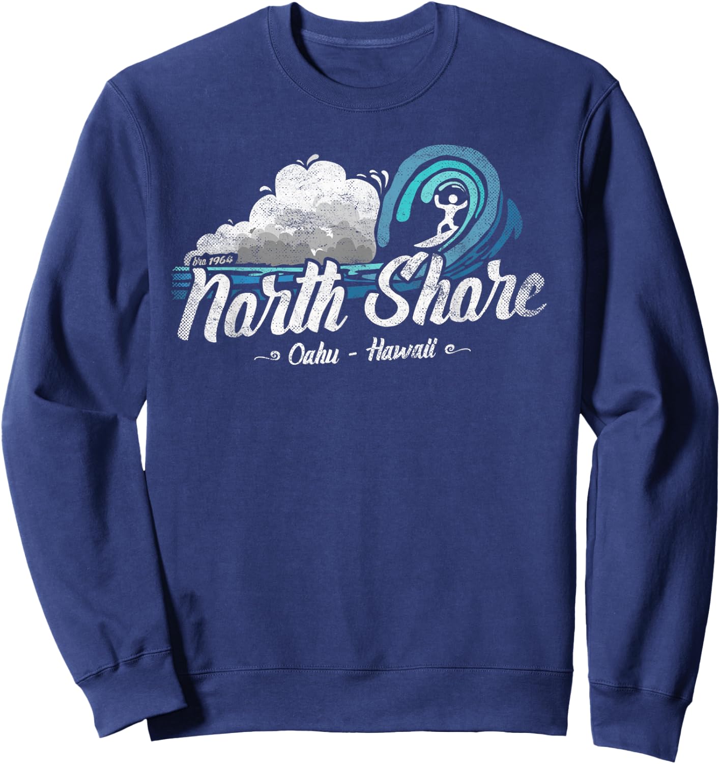 Vintage North Shore, Sunset Beach, Pipeline, Oahu, Hawaii Sweatshirt - Sweatshirt | Navy