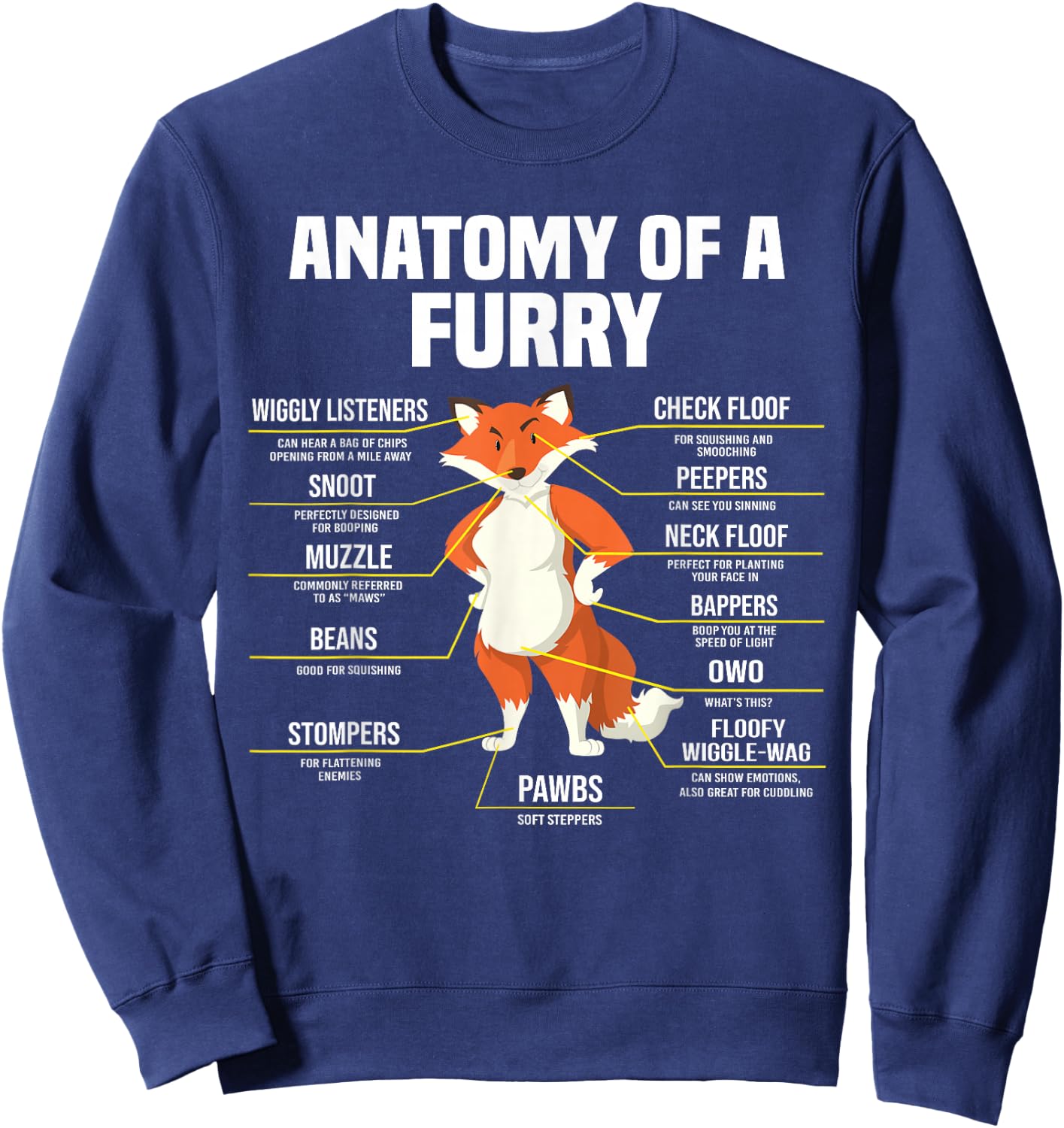 Anatomy Of A Furry Fandom Furries Cute Sweet Funny Sweatshirt - Sweatshirt | Navy