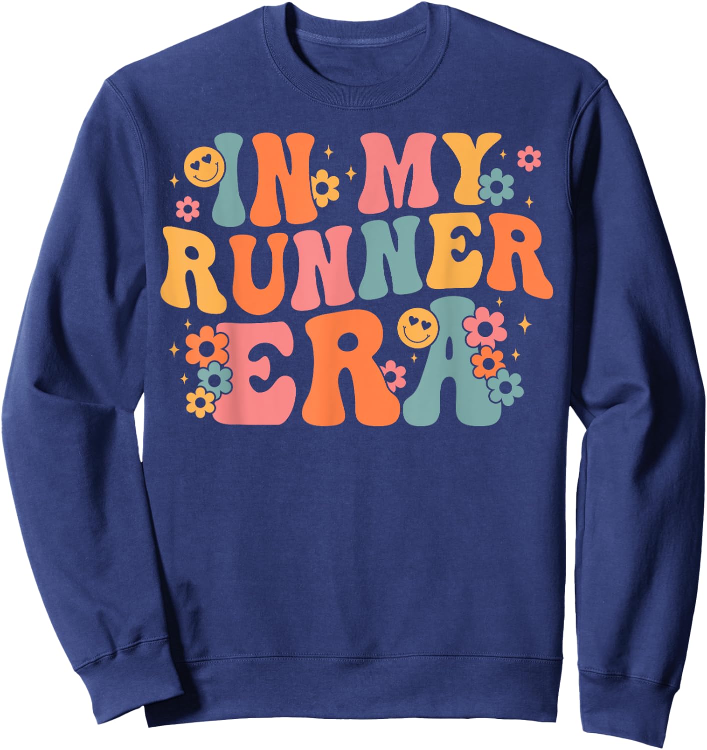 In My Runner Era Marathon Running Women Groovy Sweatshirt - Sweatshirt | Navy