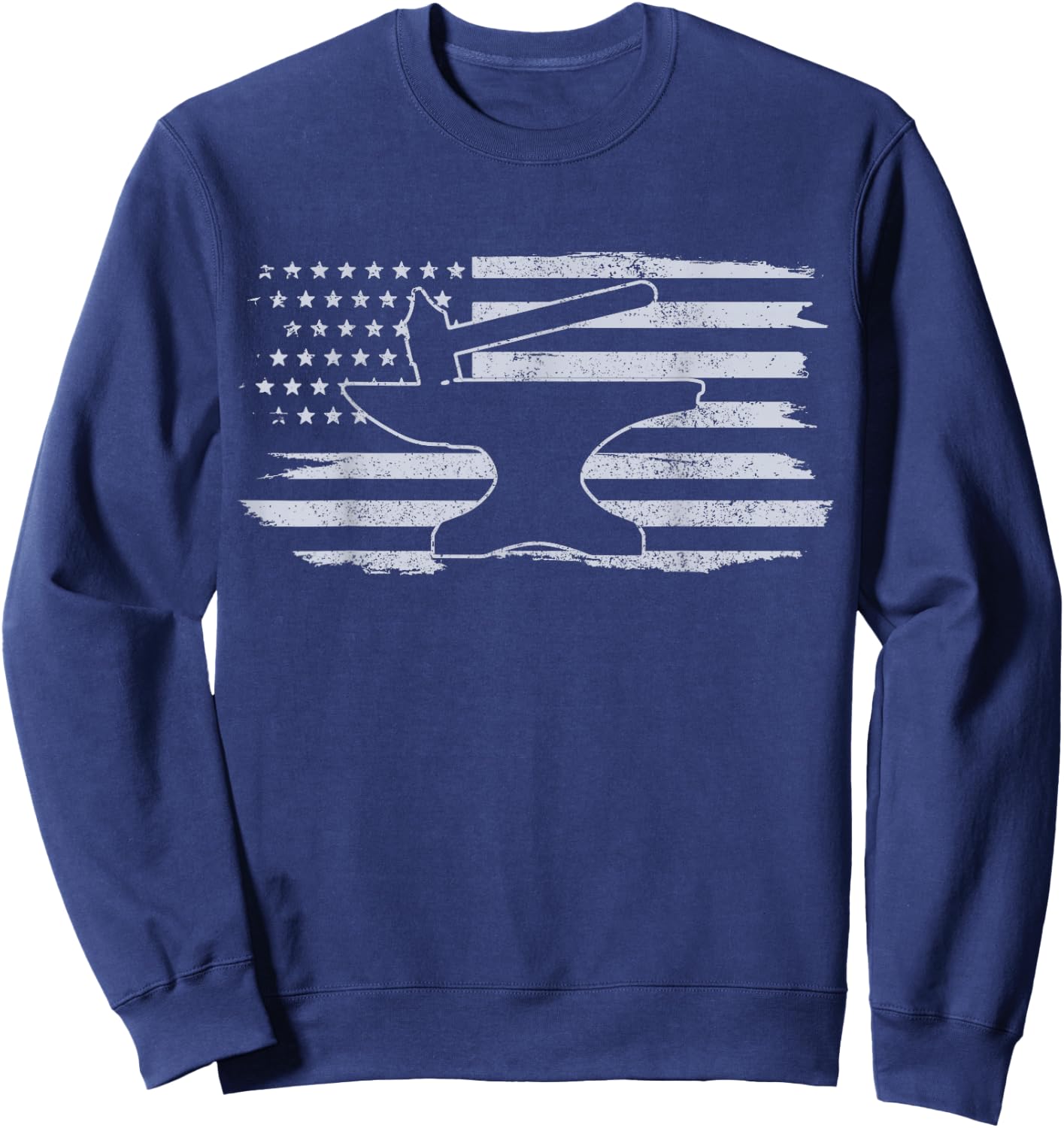 Blacksmith - Hammer Anvil USA Flag Knife Maker Steel Gift Sweatshirt - Sweatshirt | Navy