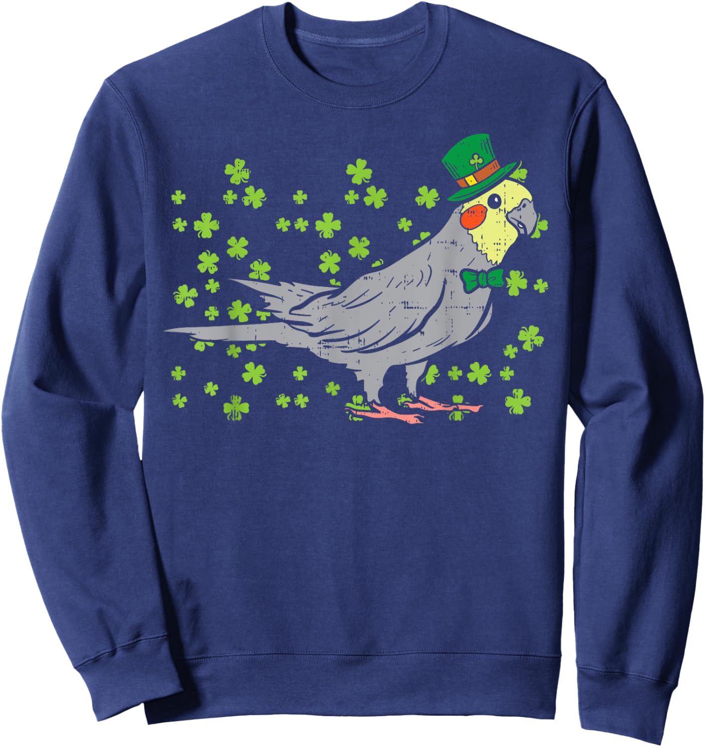 Leprechaun Cockatiel Bird Clover St Patricks Day Animal Gift Sweatshirt - Sweatshirt | Navy