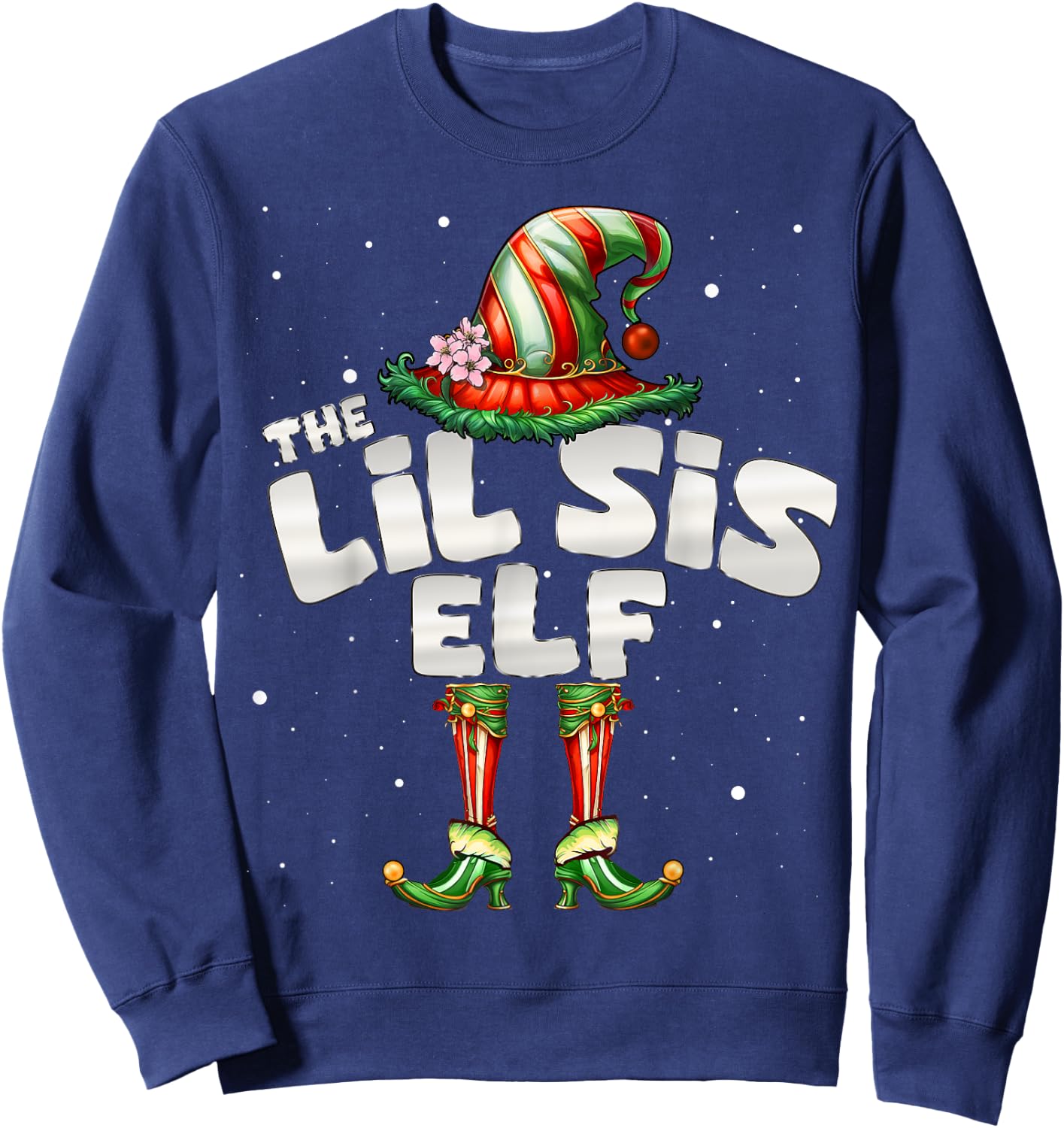 I'm The Sister Elf Family Matching Group Christmas Lil Sis Sweatshirt - Sweatshirt | Navy