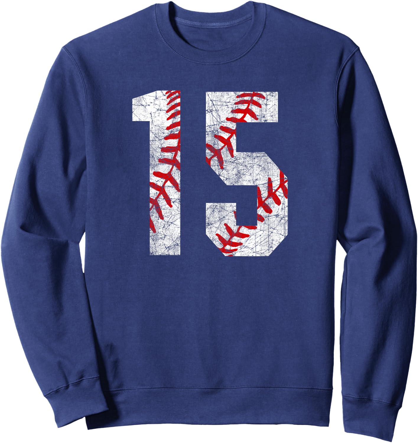 Vintage Baseball Mom #15 Jersey Baseball Favorite Player Sweatshirt - Sweatshirt | Navy
