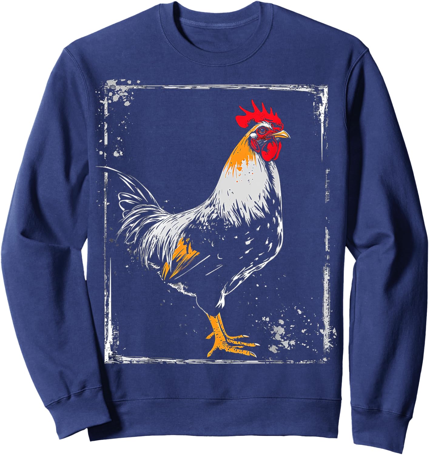 Chicken Painting Drawing Animal Art Graphic Chicken Sweatshirt - Sweatshirt | Navy