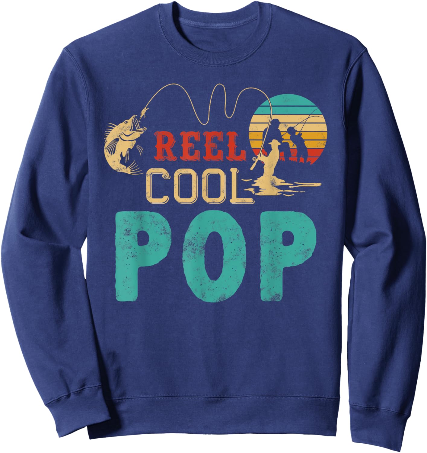 Fishing Reel Cool Pop Father’s day Gift Fisherman Pop Sweatshirt - Sweatshirt | Navy