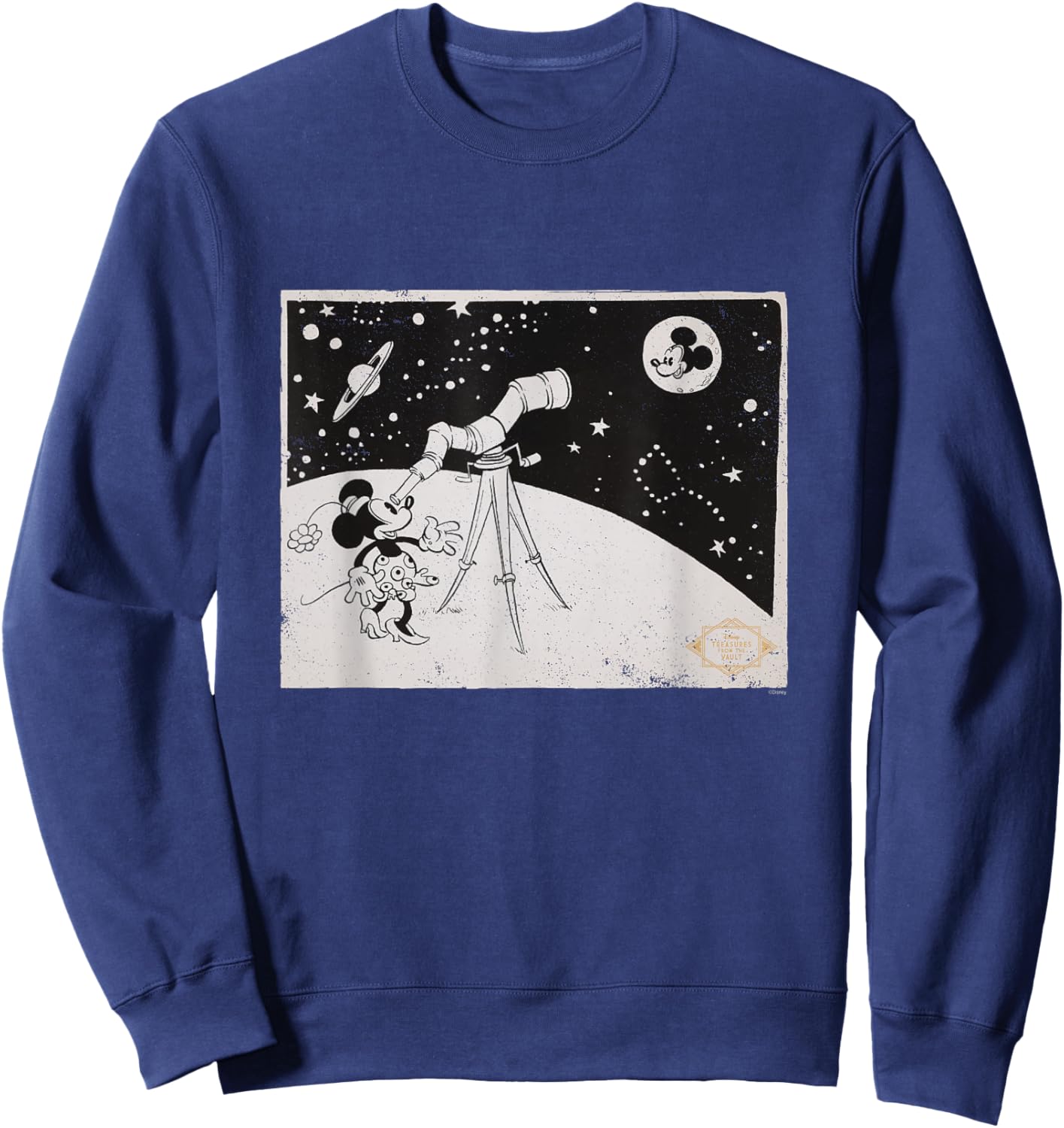 Disney Minnie & Mickey Mouse Telescope Moon Romantic Vintage Sweatshirt - Sweatshirt | Navy