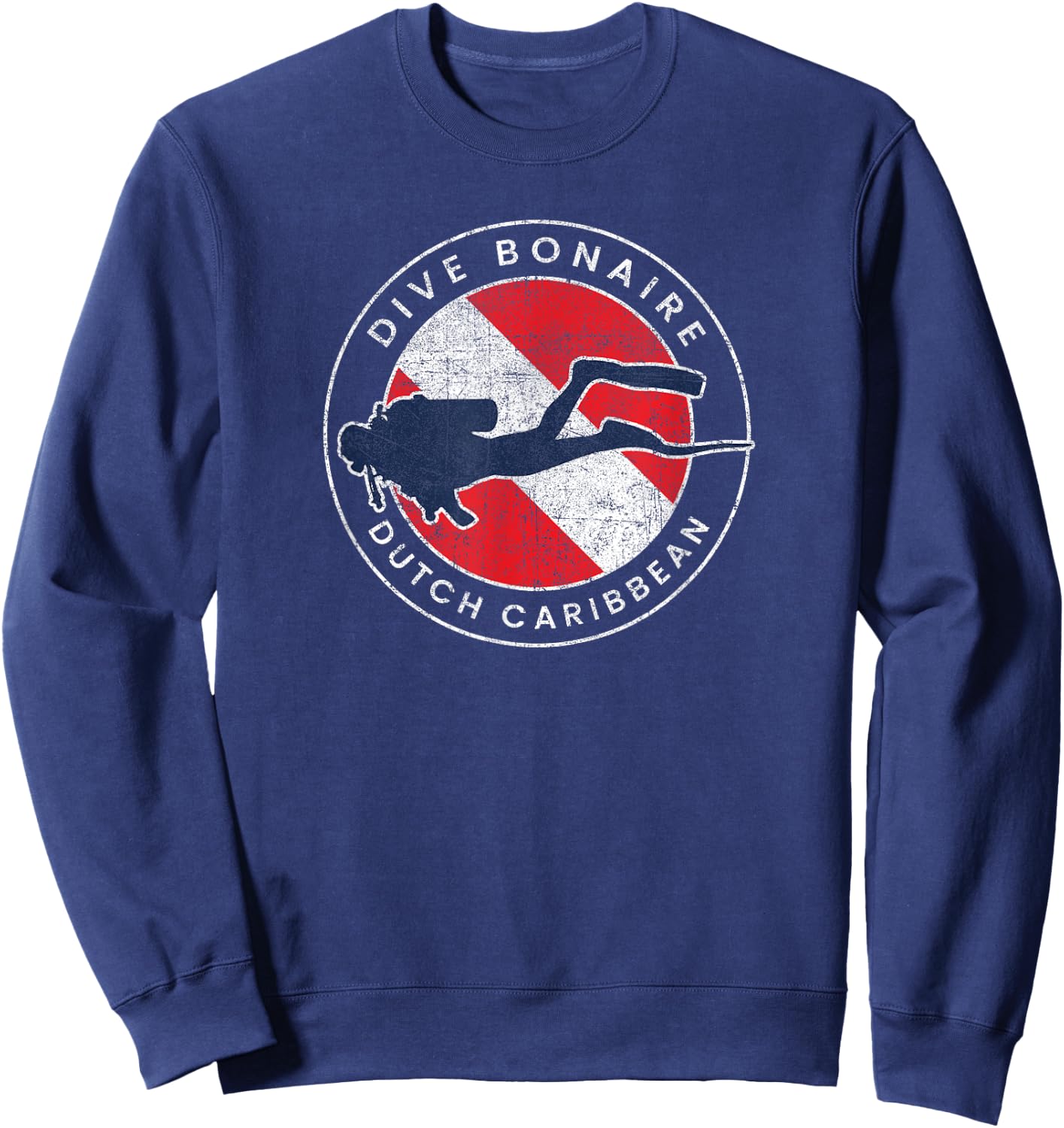 Retro Dive Bonaire Scuba Diver Vintage Dive Flag Sweatshirt - Sweatshirt | Navy