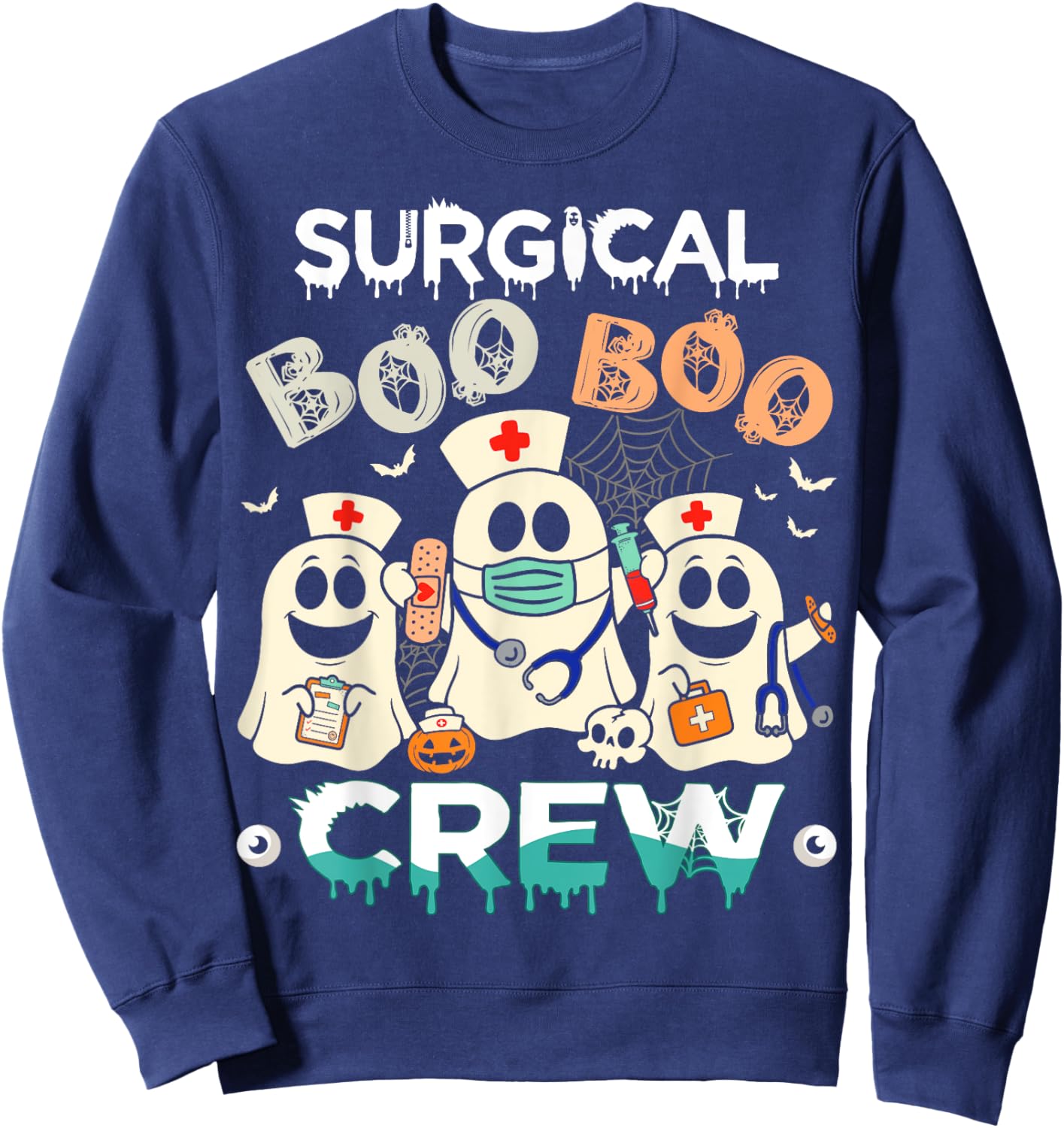 Surgical Boo Crew Ghost Surgery Nurse Halloween Women Sweatshirt - Sweatshirt | Navy