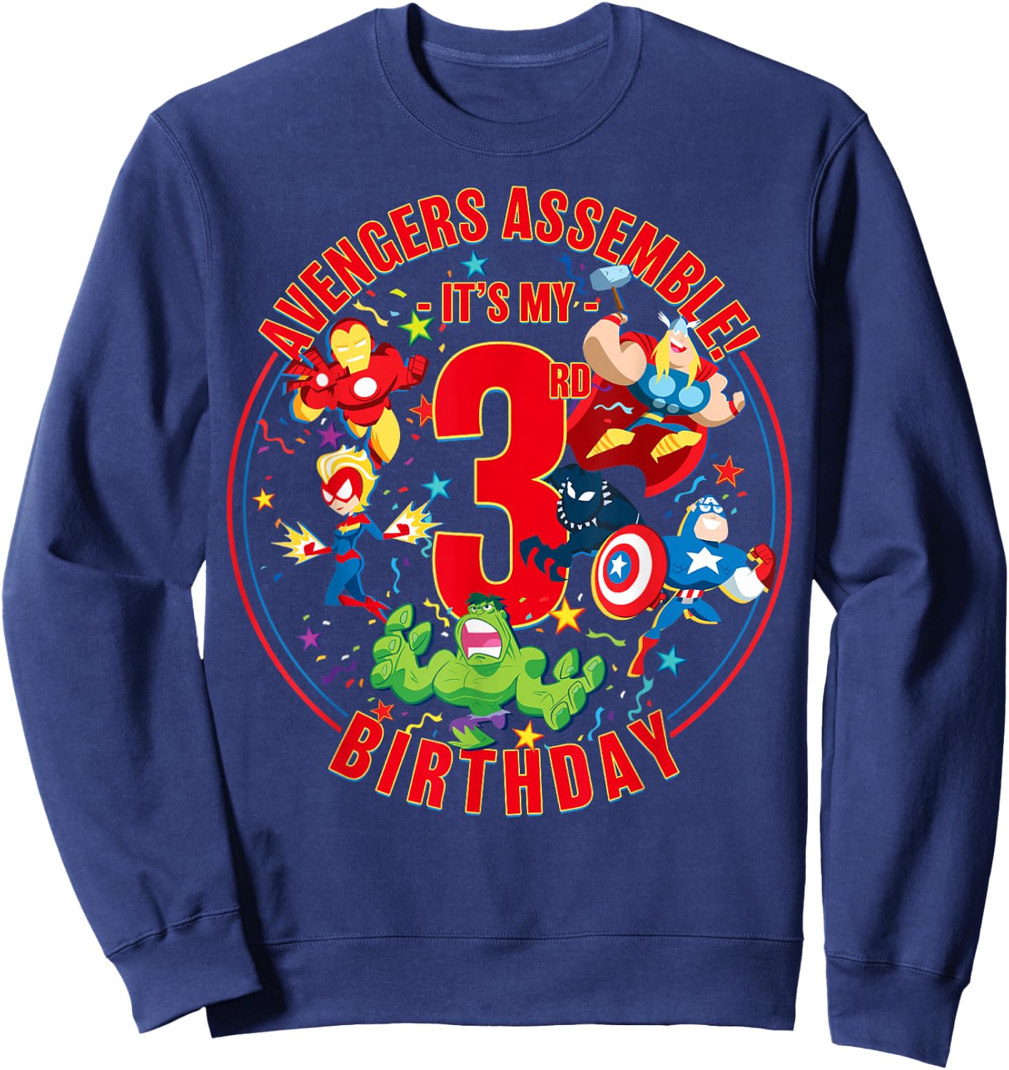 Marvel Avengers Assemble It's My 3rd Birthday Small Sweatshirt - Sweatshirt | Navy