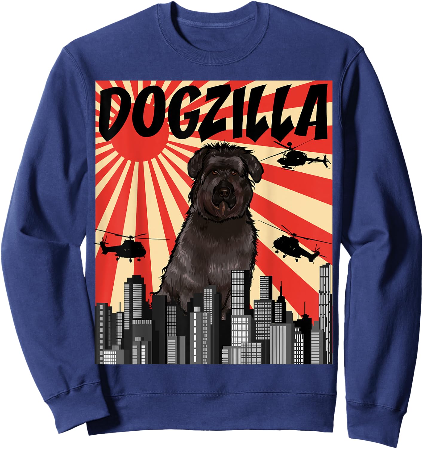 Funny Retro Japanese Dogzilla Bouvier des Flandres Sweatshirt - Sweatshirt | Navy