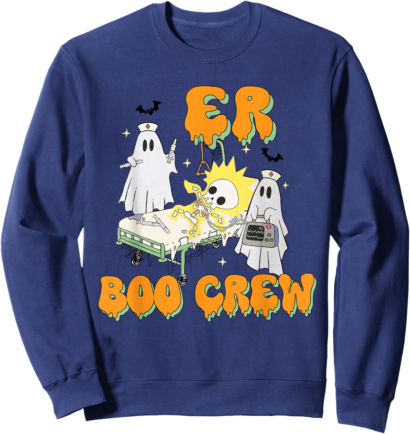 Retro ER Boo Crew Emergency Room Halloween ER Nurse Costume Sweatshirt - Sweatshirt | Navy