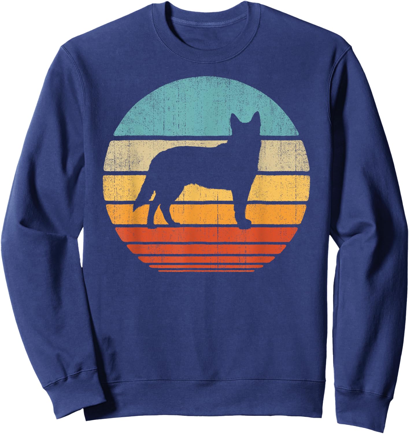 Blue Heeler Australian Cattle Dog Retro Vintage 70s Sunset Sweatshirt - Sweatshirt | Navy