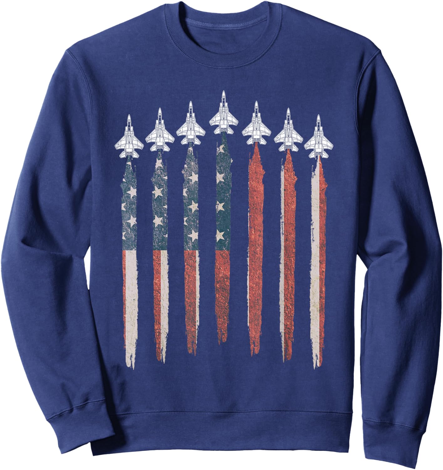 F15 Eagle Fighter Jet USA Flag Airplane F-15 4th of July Sweatshirt - Sweatshirt | Navy
