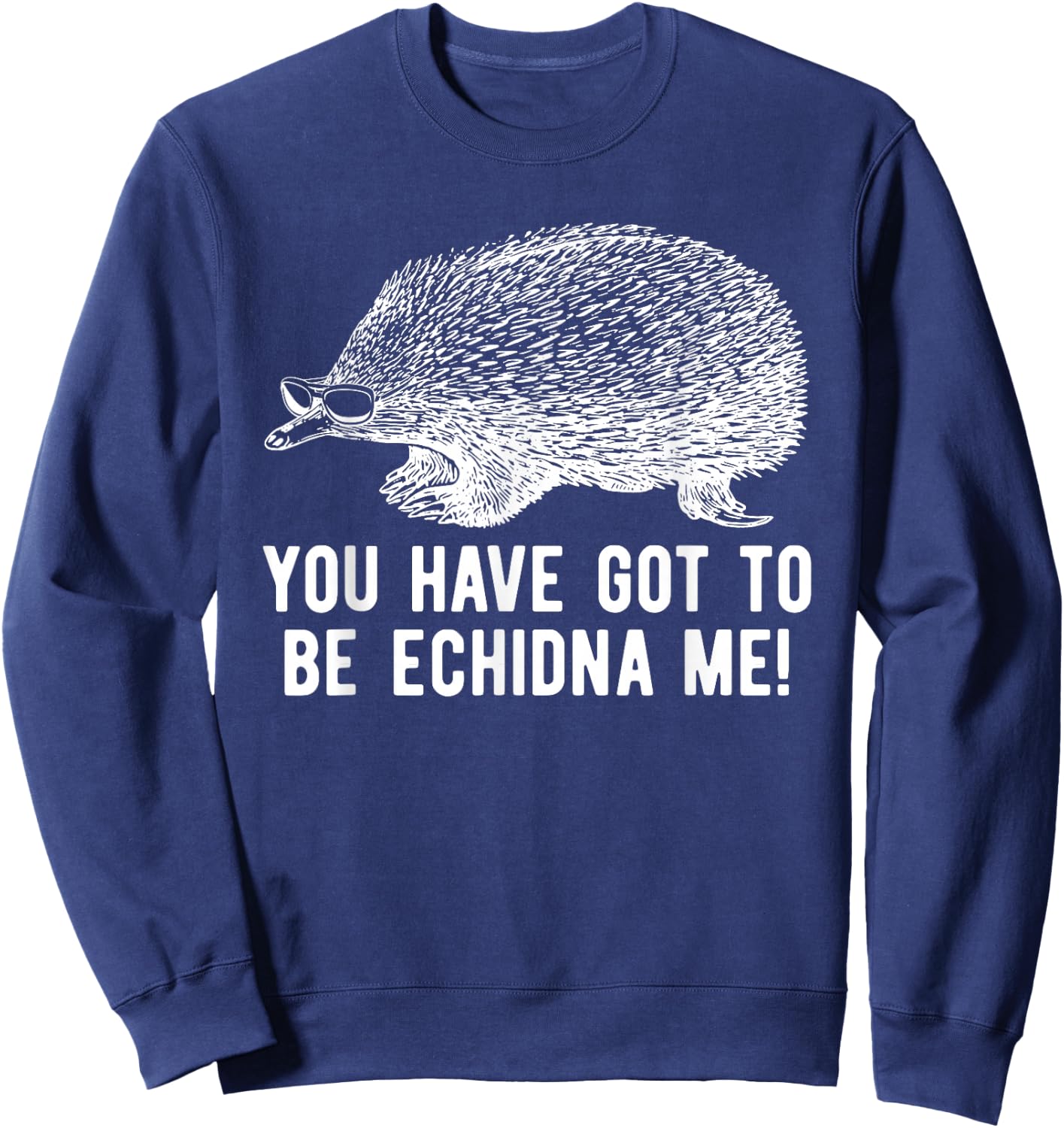 Funny Echidna With Sunglasses Spiny Mammal Pun Sweatshirt - Sweatshirt | Navy