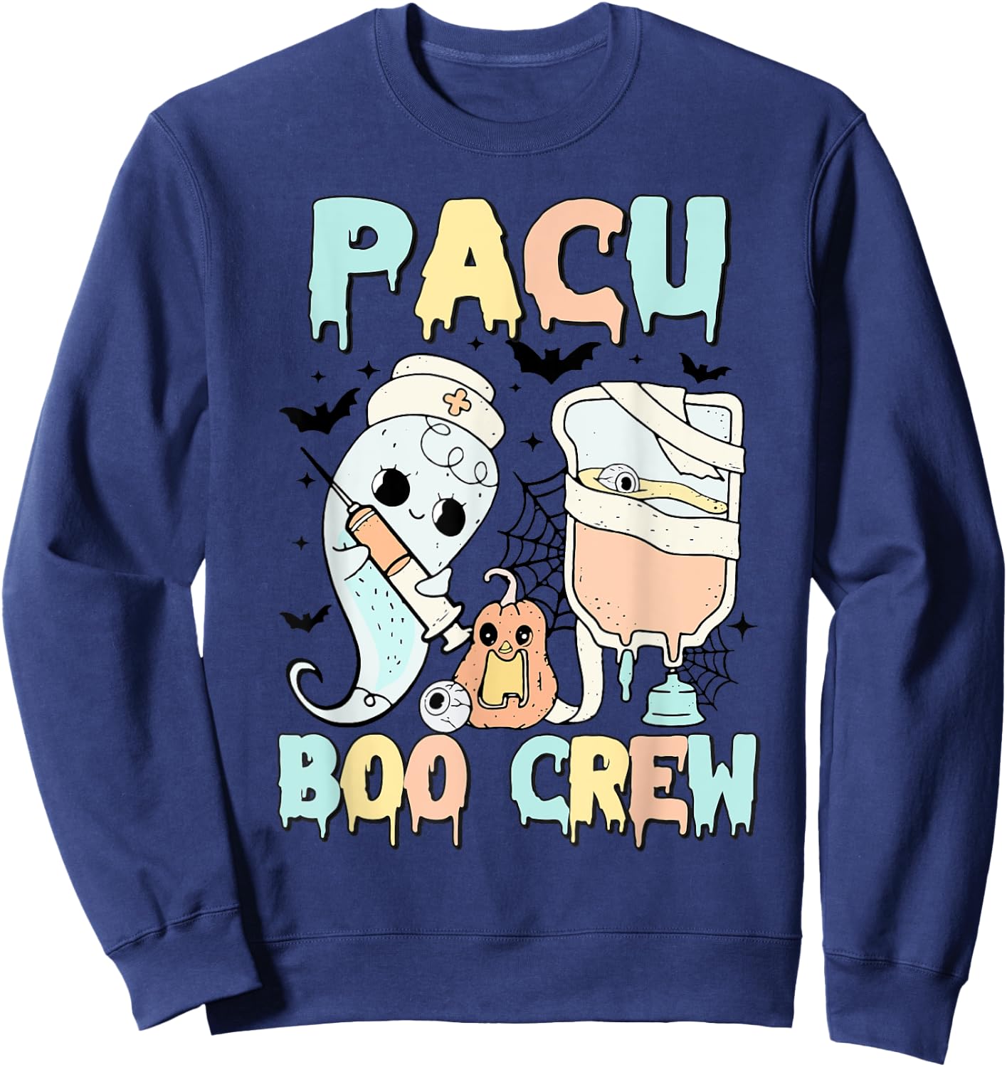 PACU Boo Crew Stethoscope PACU Nurse Halloween Costume Sweatshirt - Sweatshirt | Navy