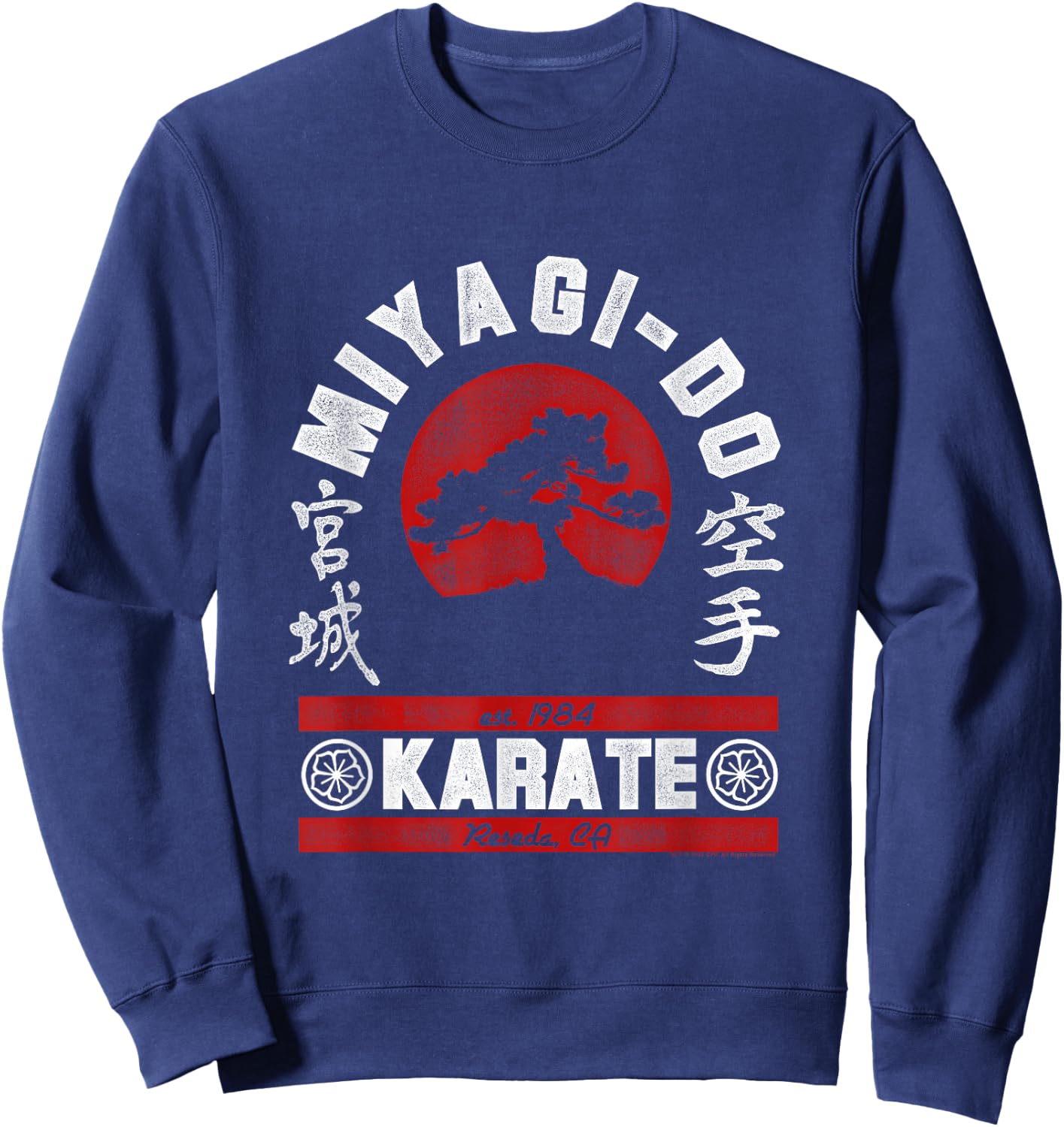 The Karate Kid Miyagi-Do Arched Tree Logo Retro Movie Sweatshirt - Sweatshirt | Navy