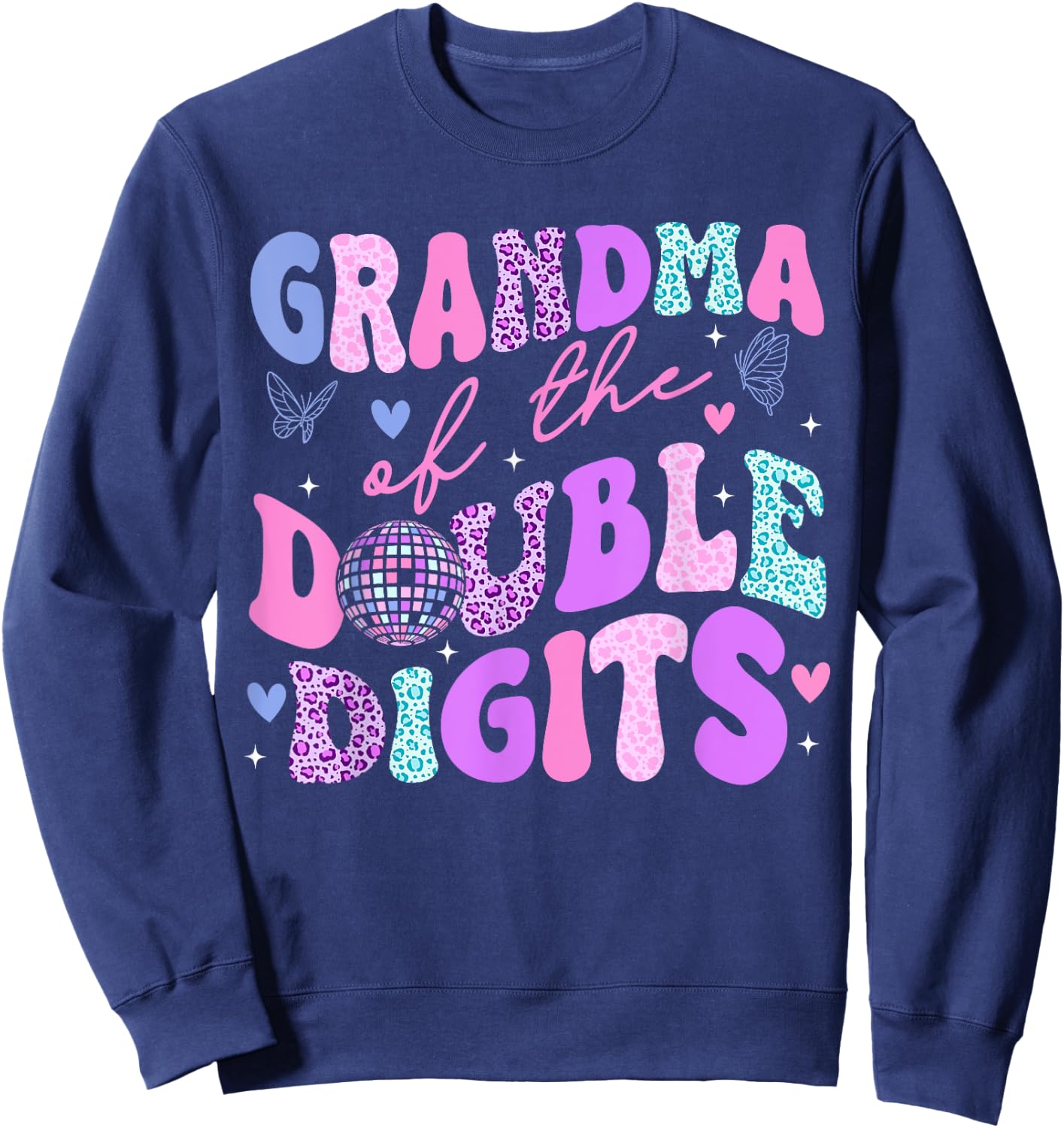 Grandma Of The Double Digits Daughter Groovy Mama Retro Sweatshirt - Sweatshirt | Navy