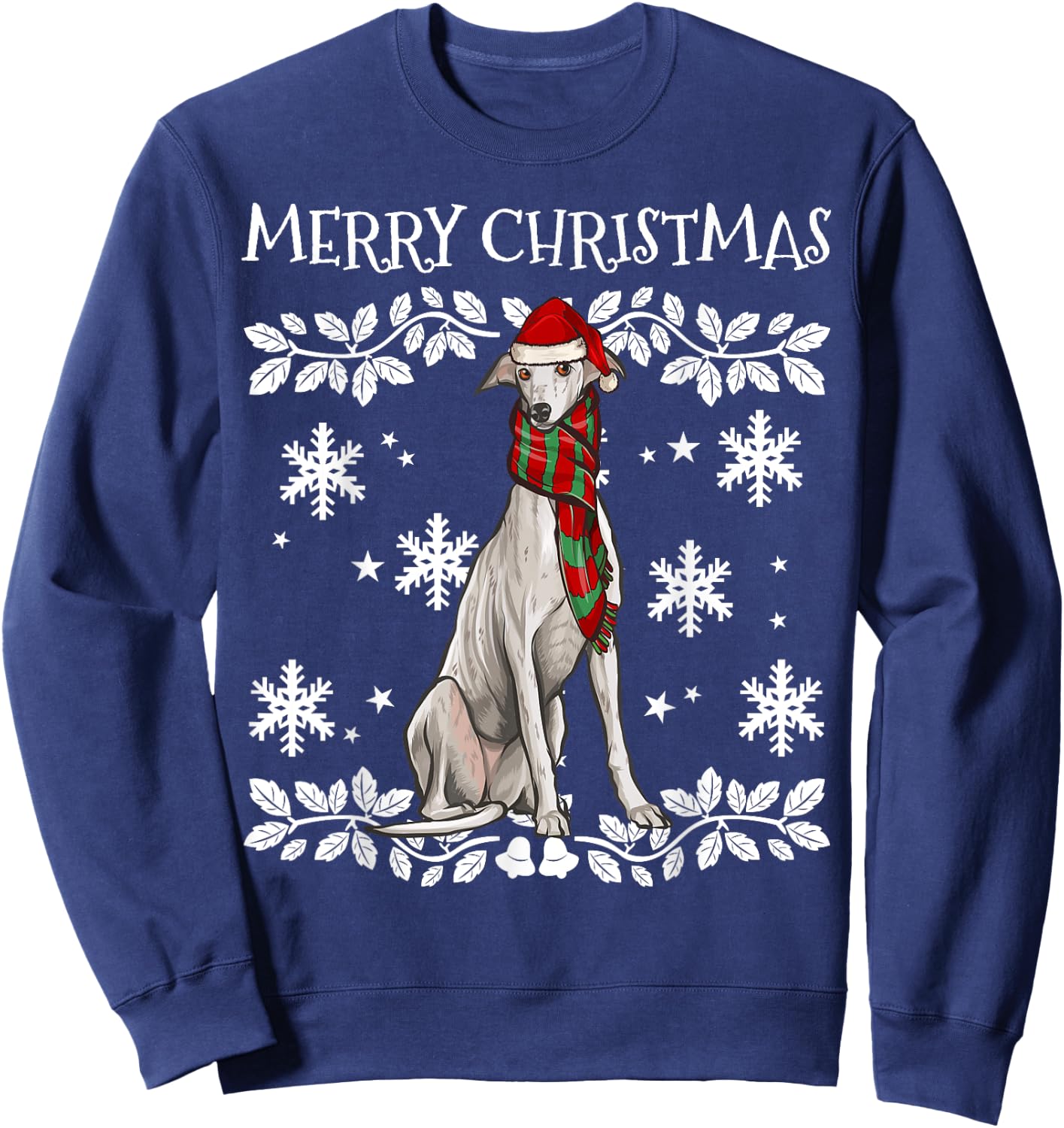 Merry Christmas Ornament Greyhound Xmas Santa Sweatshirt - Sweatshirt | Navy