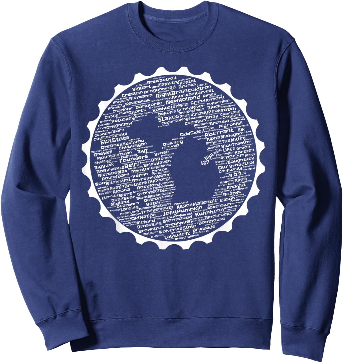 Cracked Toad Design Co. Michigan Breweries - -Adults, Black, Small Sweatshirt - Sweatshirt | Navy