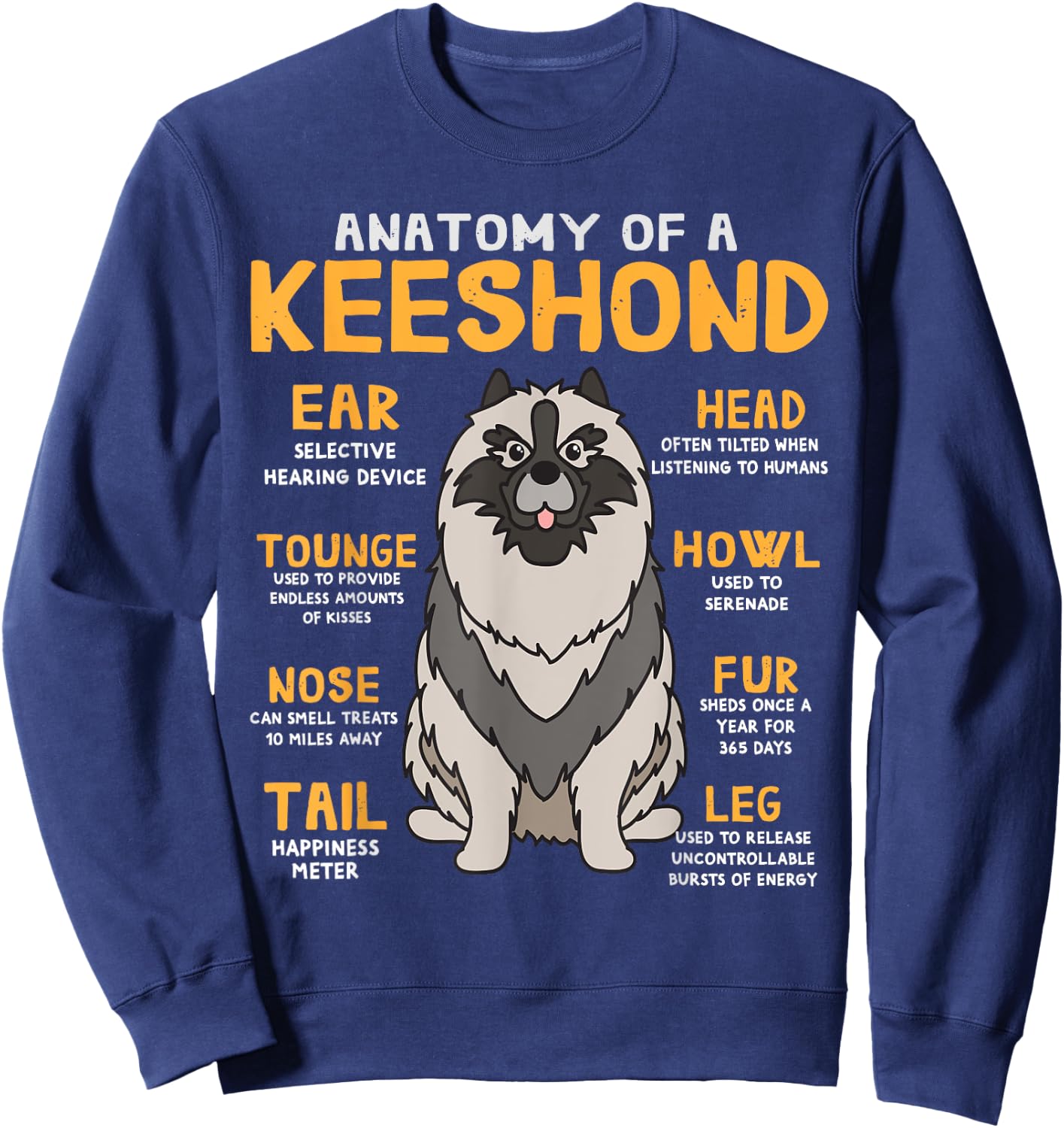 Keeshond Anatomy Funny Dog Mum Dad Gift Sweatshirt - Sweatshirt | Navy