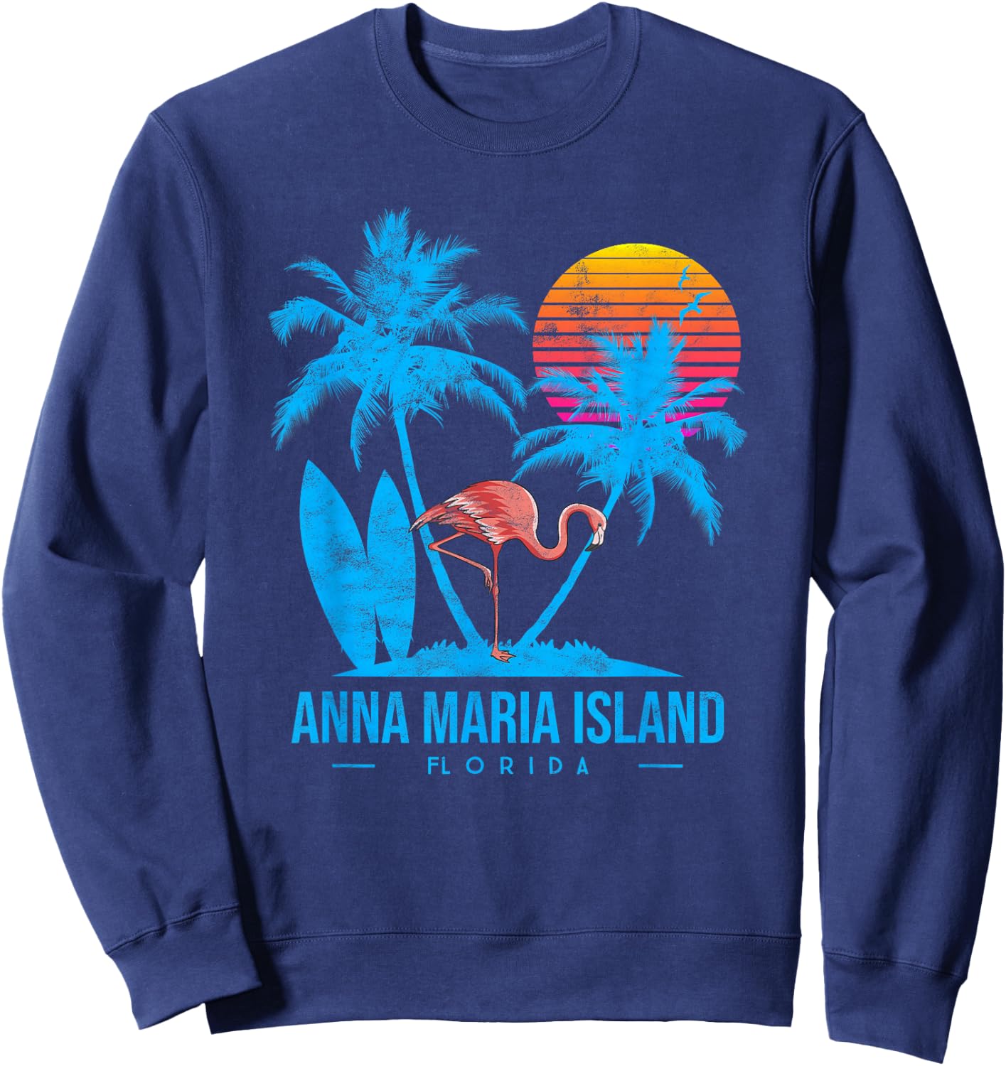 Anna Maria Island, Florida, FL. Palm trees sunset Sweatshirt - Sweatshirt | Navy