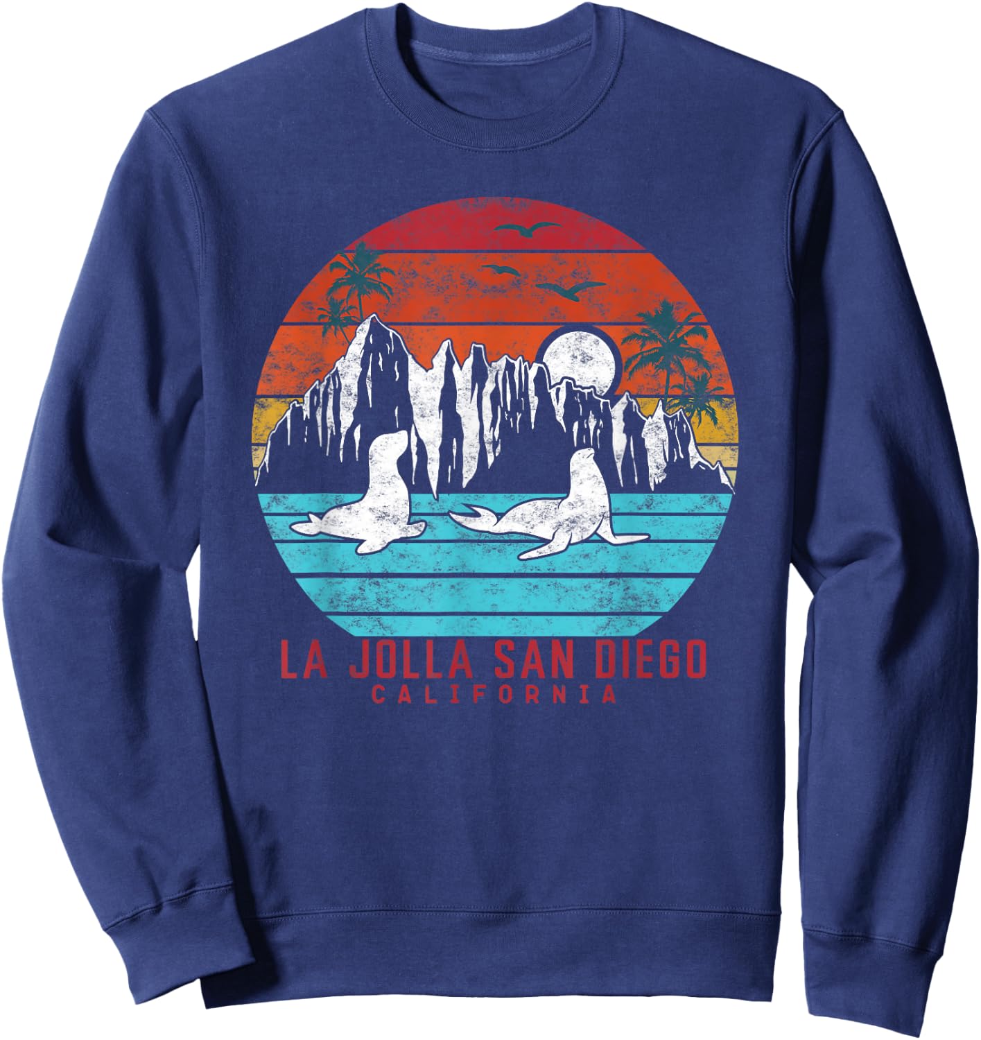 La Jolla San Diego Retro California Beach Summer vacation Sweatshirt - Sweatshirt | Navy