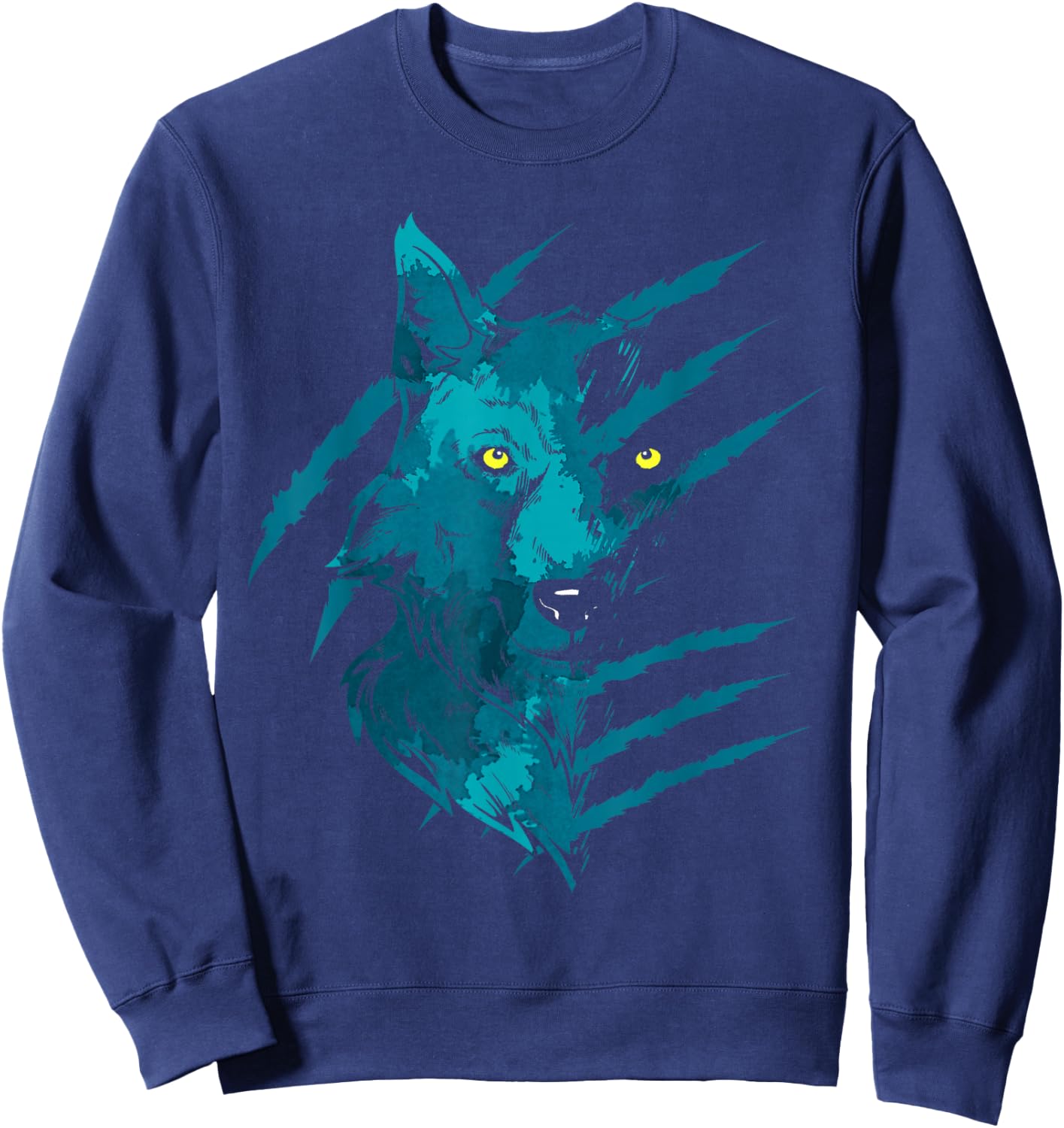 Predator Forest Animal Nature Wild Animal Night Animal Motif Wolf Sweatshirt - Sweatshirt | Navy