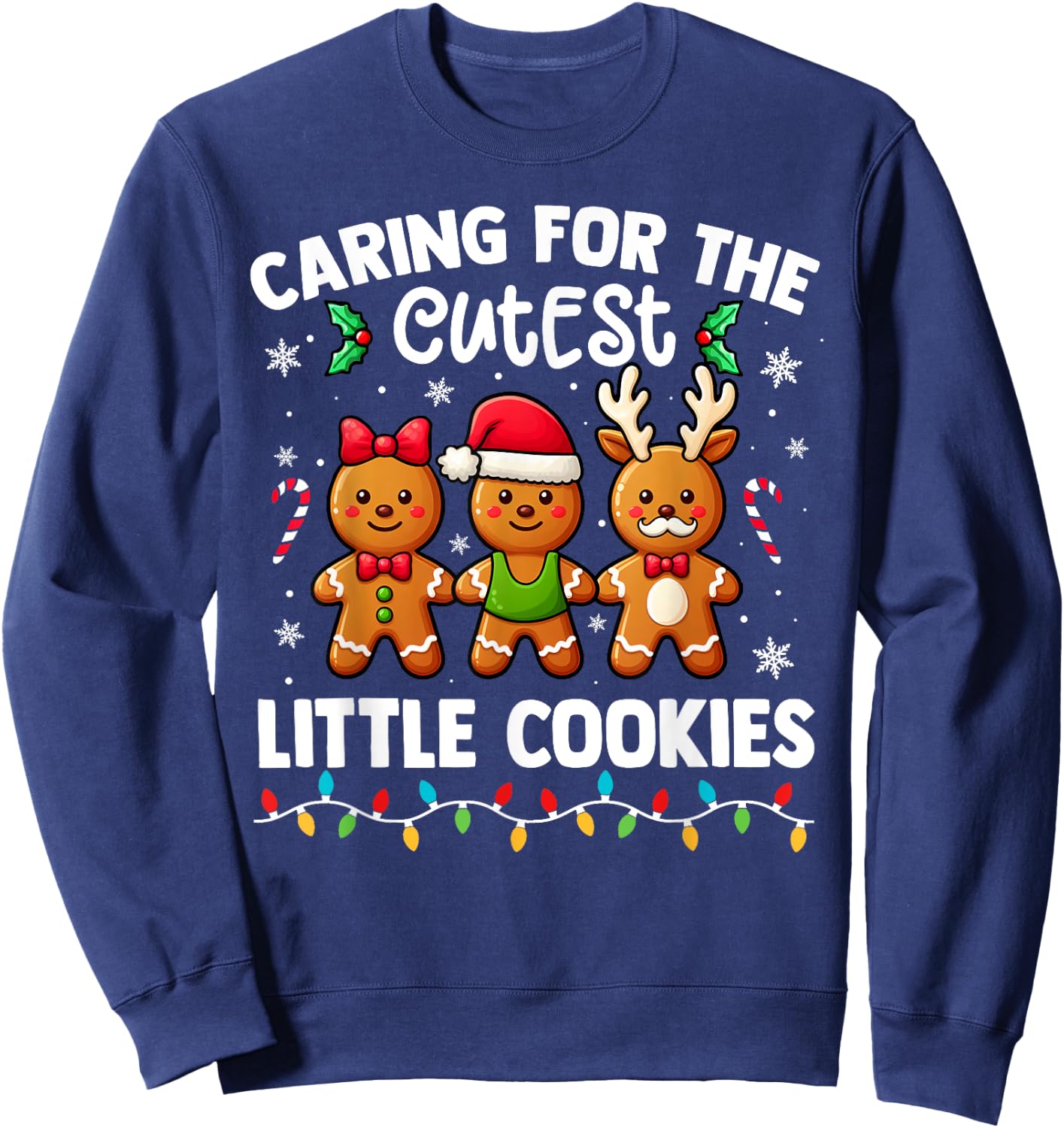 Caring For Cutest Little Cookies Pediatric Nurse Christmas Sweatshirt - Sweatshirt | Navy