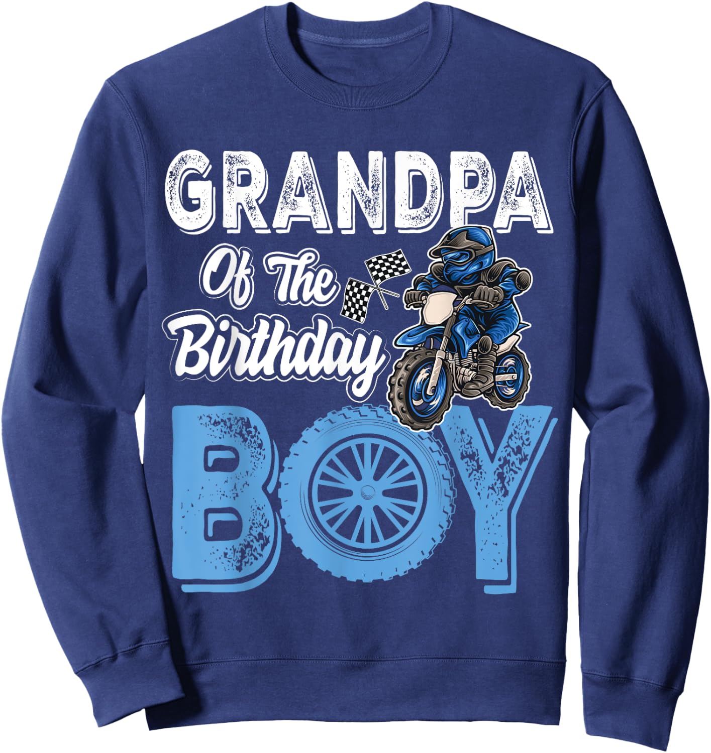 Grandpa of the Birthday Boy Dirt Bike B-day motocross Party Sweatshirt - Sweatshirt | Navy