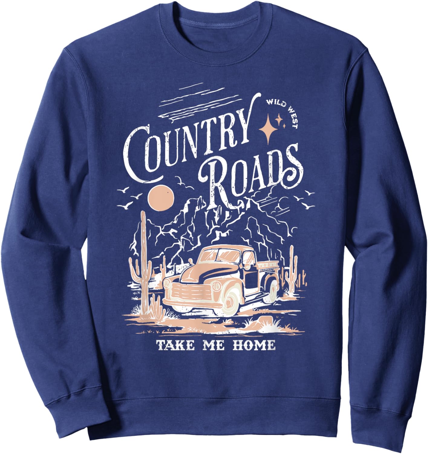 Vintage Retro Music Fans Country Roads Take Me Home Sweatshirt - Sweatshirt | Navy