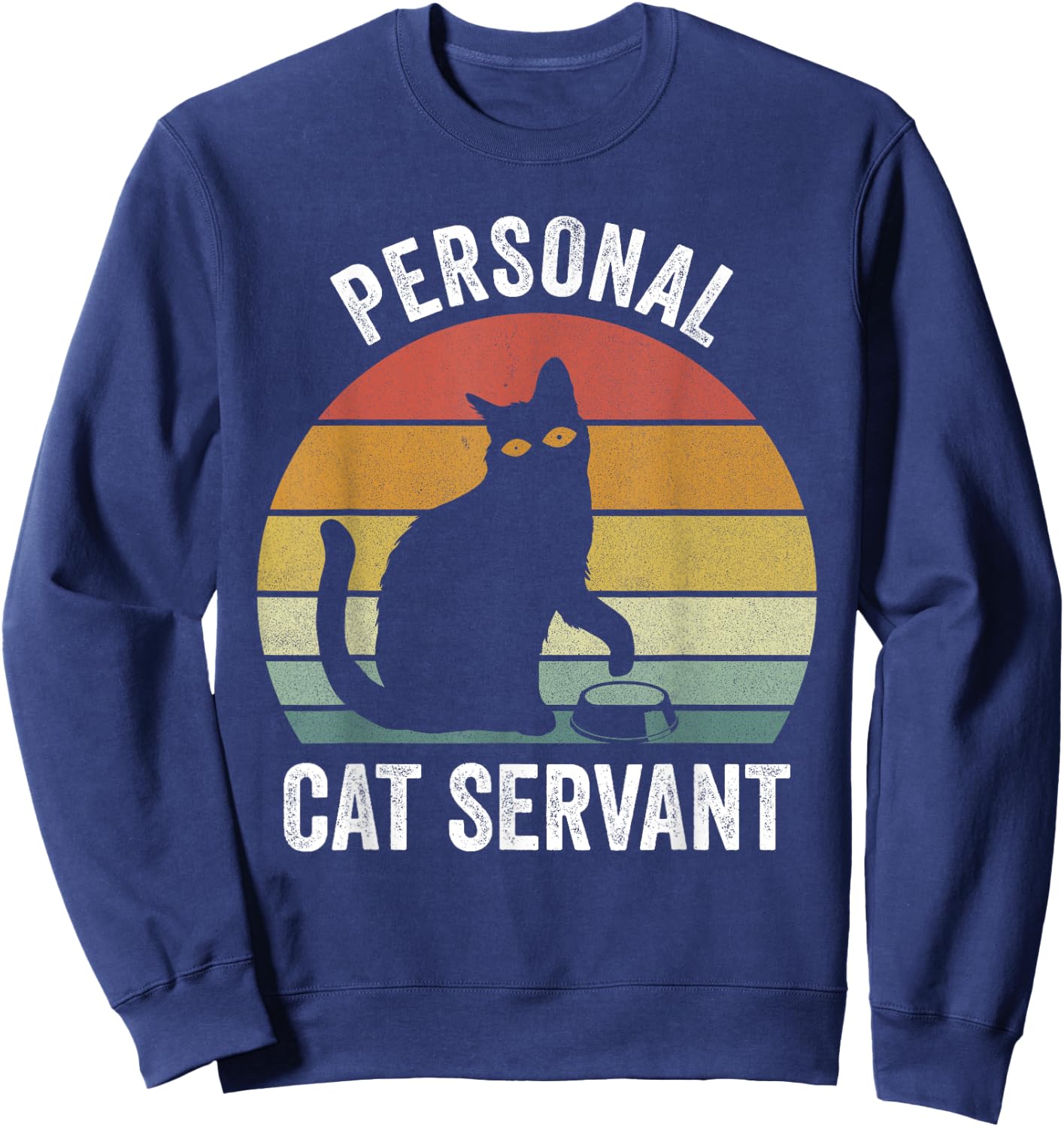 Retro Cat Shirt Black Cat Personal Cat Servant Cat Lover Sweatshirt - Sweatshirt | Navy