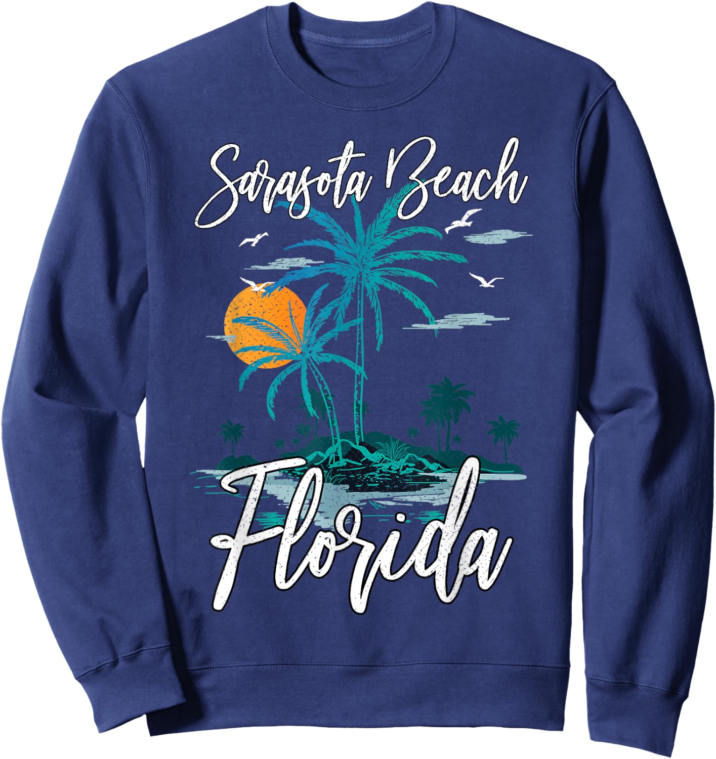Family Vacation Retro Sunset Florida Sarasota Beach Women Kids Sweatshirt - Sweatshirt | Navy
